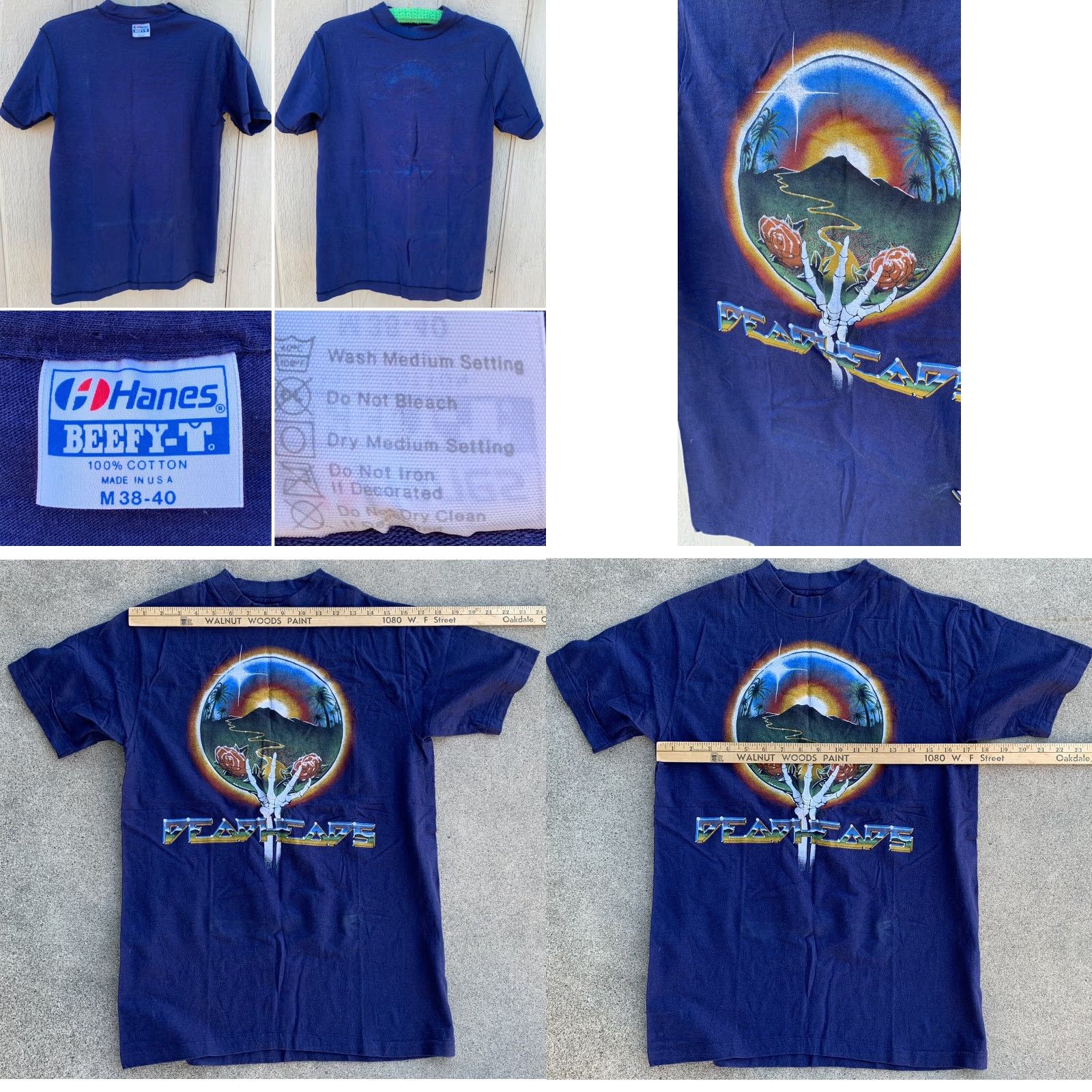 Hanes vtg Deadheads t-shirt 1980s Mens M Blue 100% cotton Hanes Beefy-T graphic tee Psychedelic Art 80s Size US M / EU 48-50 / 2 - 8 Thumbnail