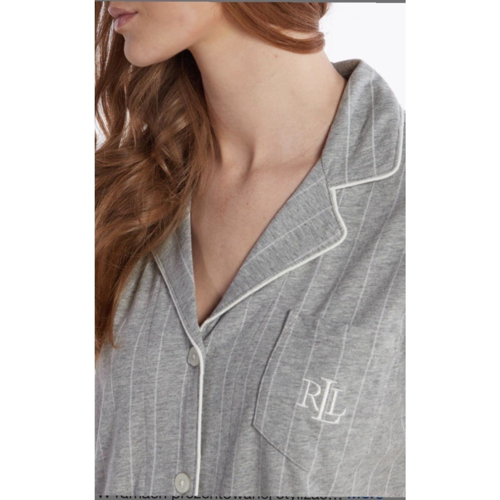 Ralph Lauren Lauren Ralph Lauren GRAY knit PJ TOP Women’s XL Pajama Button Shirt Black Label Size XL / US 12-14 / IT 48-50 - 2 Thumbnail
