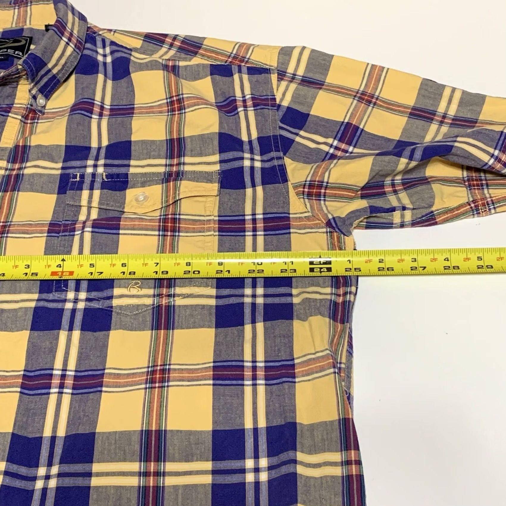 Roper ROPER Shirt Button Front Short Sleeve Plaid XL Men Blue Yellow Multicolor Regular Fit Casual Western CowboyMens Size US XL / EU 56 / 4 - 6 Thumbnail