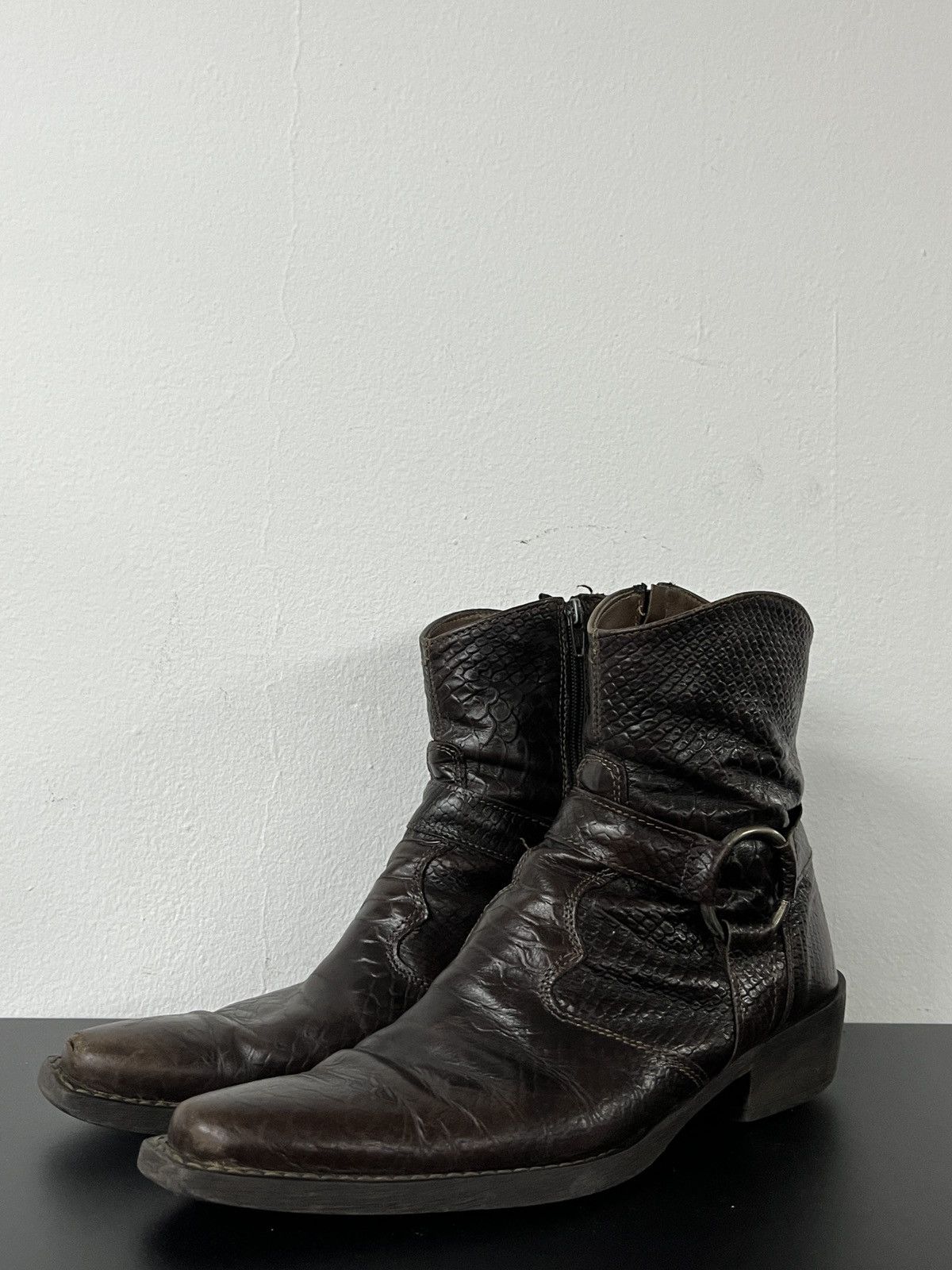 Hedi Slimane Leather Python Harness Boots Saint Laurent Wyatt Inspired Size US 9 / EU 42 - 17 Thumbnail