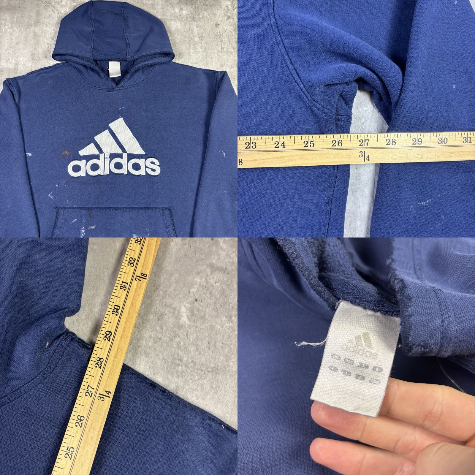 Adidas VINTAGE Adidas Hoodie Pullover 90s Embroidered Logo Blue XL Mens Distressed Size US XL / EU 56 / 4 - 8 Thumbnail