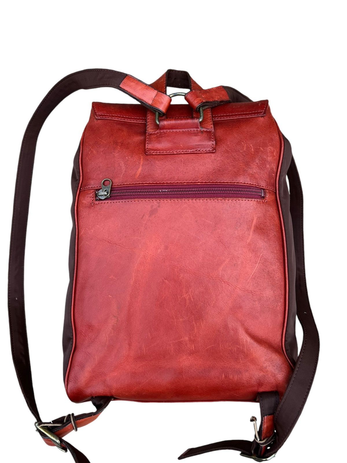 Leather Vintage Dakota Japan Distressed Patina Leather Backpack Bag Size ONE SIZE - 10 Thumbnail