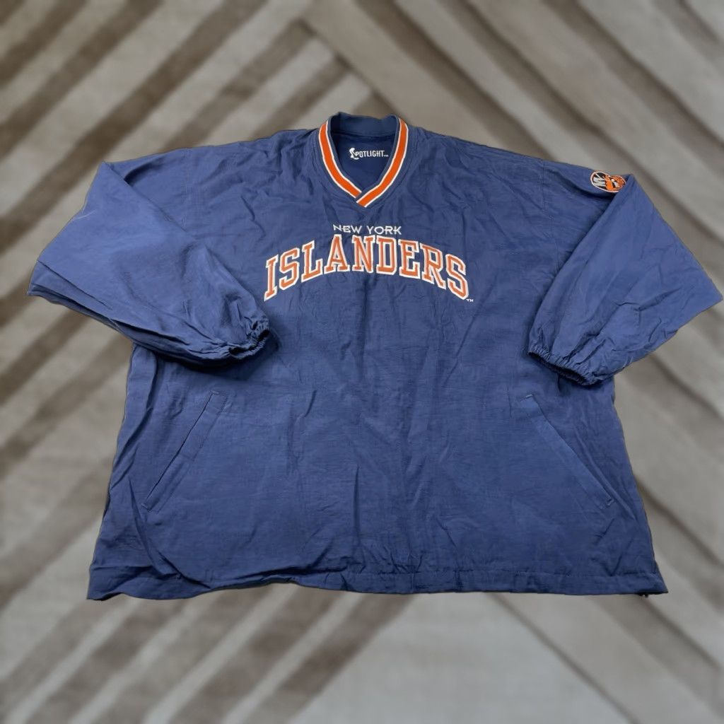 VINTAGE New York Islanders Pullover Windbreaker Jacket Reversible NHL Men’s XL Blue Windbreaker