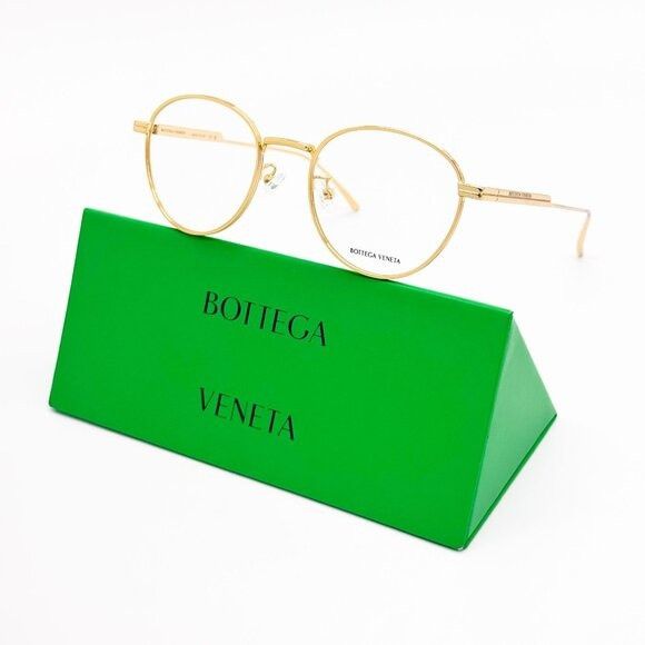 Bottega Veneta NEW BOTTEGA VENETA EYEGLASSES BV1016OA 002 ROUND GOLD UNISEX Size ONE SIZE - 1 Thumbnail