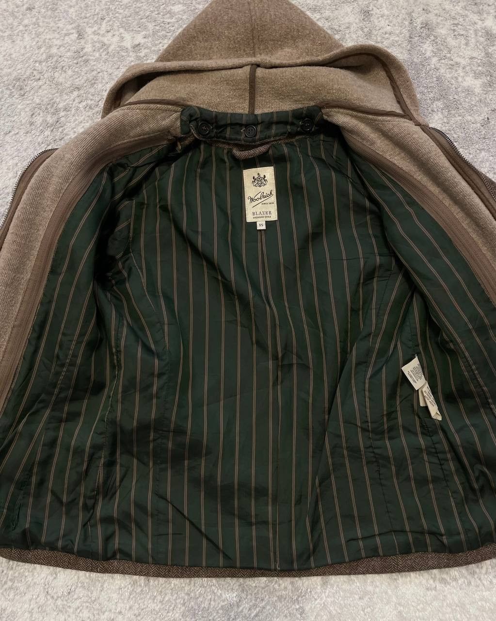 Woolrich Woolen Mills Woolrich 100% Wool Herringbone Blazer Jacket w/ Hood Italy Size XS / US 0-2 / IT 36-38 - 16 Thumbnail