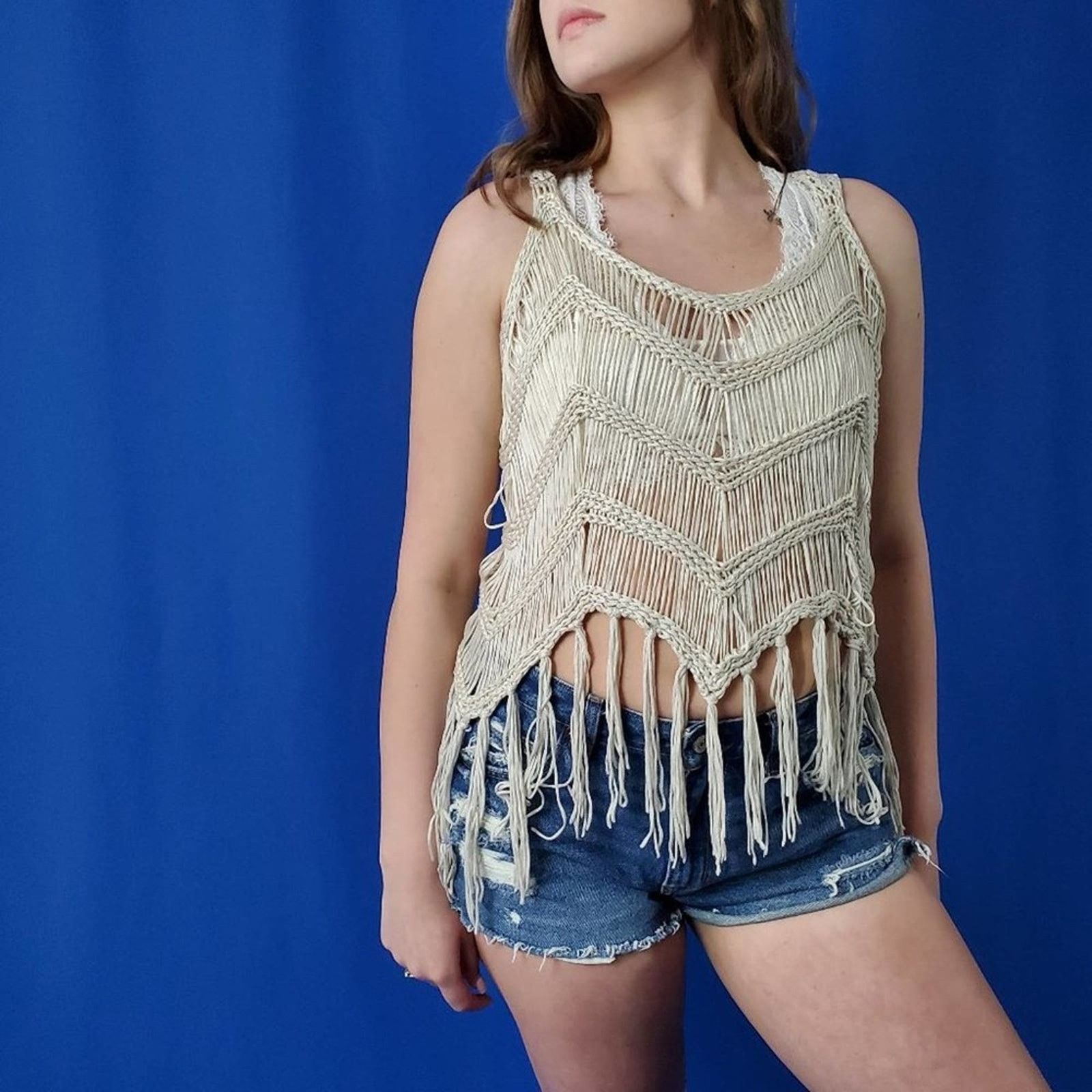 Zara Cream Crochet Tassel Cover Up - M Size M / US 6-8 / IT 42-44 - 2 Thumbnail