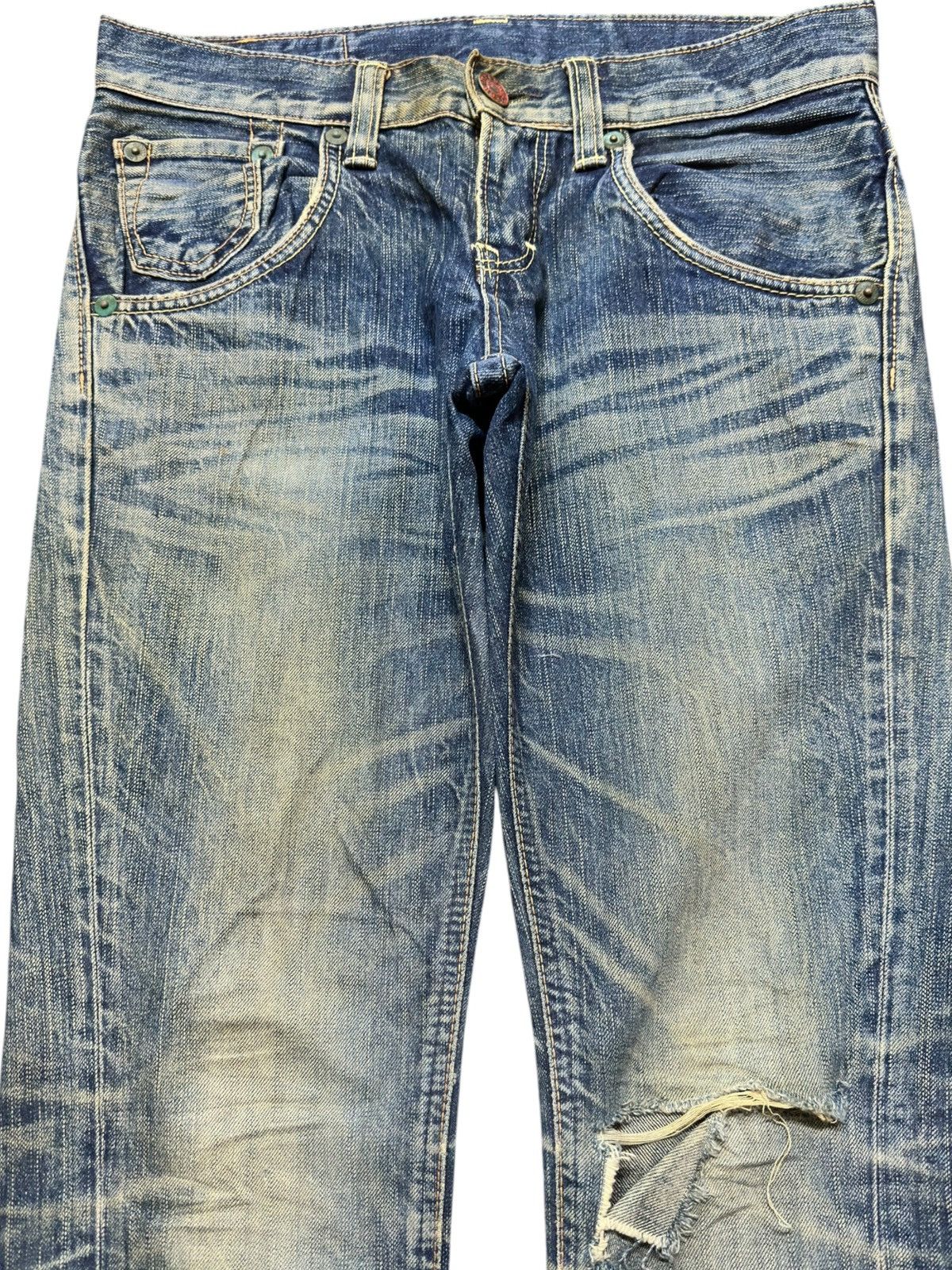 Edwin Vintage Edwin Blue Trip Mudwash Slim Fit Distressed Denim Size US 31 - 2 Thumbnail