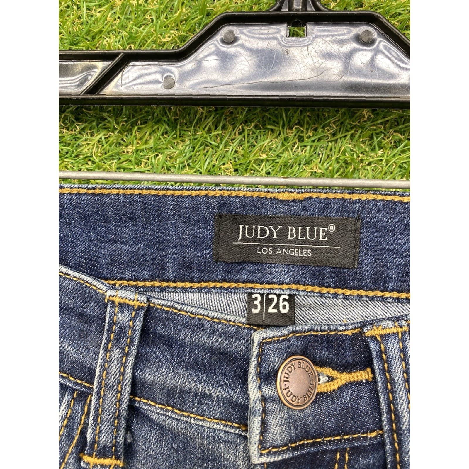 Vintage Judy Blue Jeans Womens Skinny Fit Stretch Distressed 26x28 Blue 3/26 Patch Flannel Vintage: No Zip Jeans Mens? Size 26" / US 2 / IT 38 - 3 Thumbnail