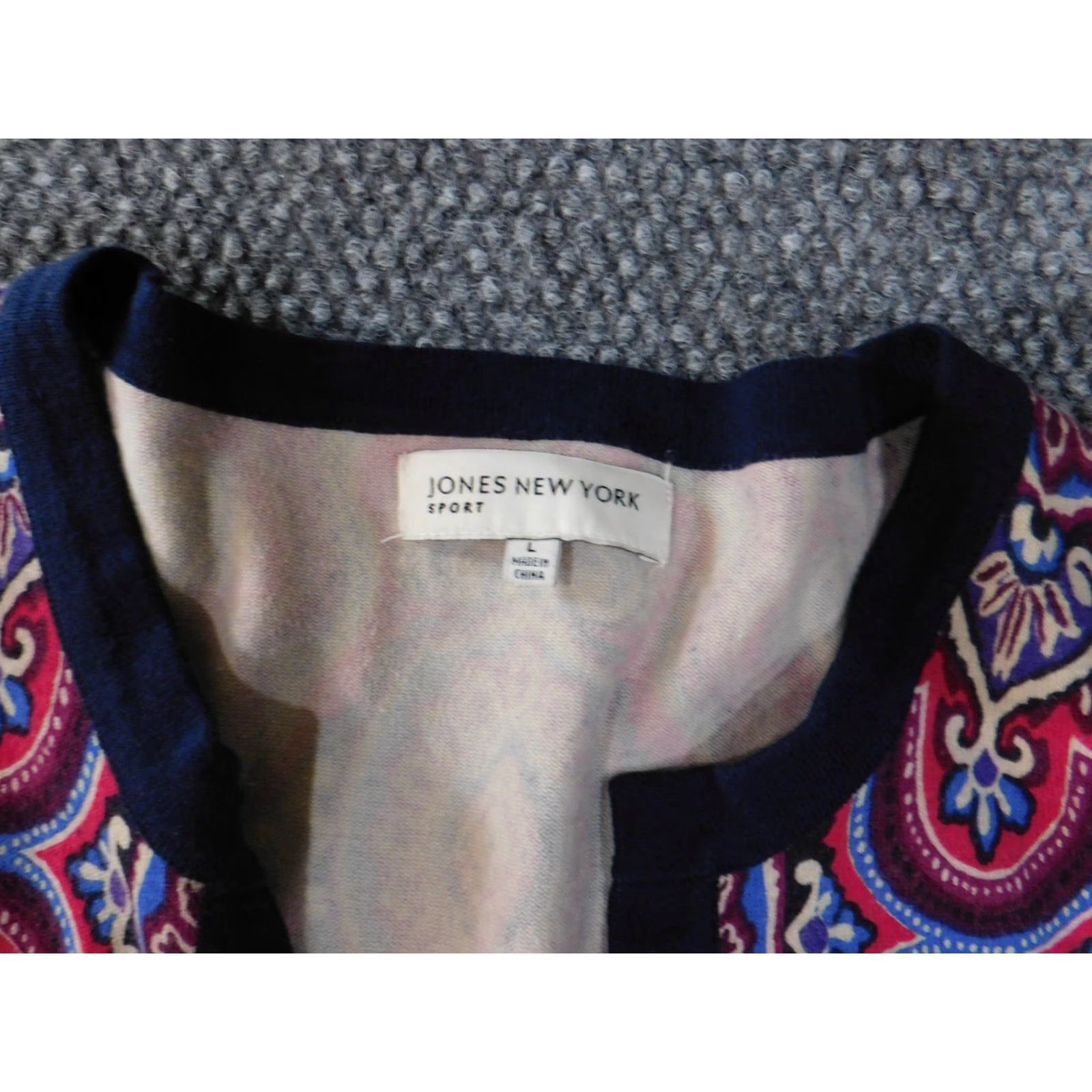 Jones New York Jones New York Sweater Cardigan Womens Large Purple Cotton Nylon Knit Open-Knit Round Neck Long Sleeve Logo Sports Vintage No Size L / US 10 / IT 46 - 6 Thumbnail