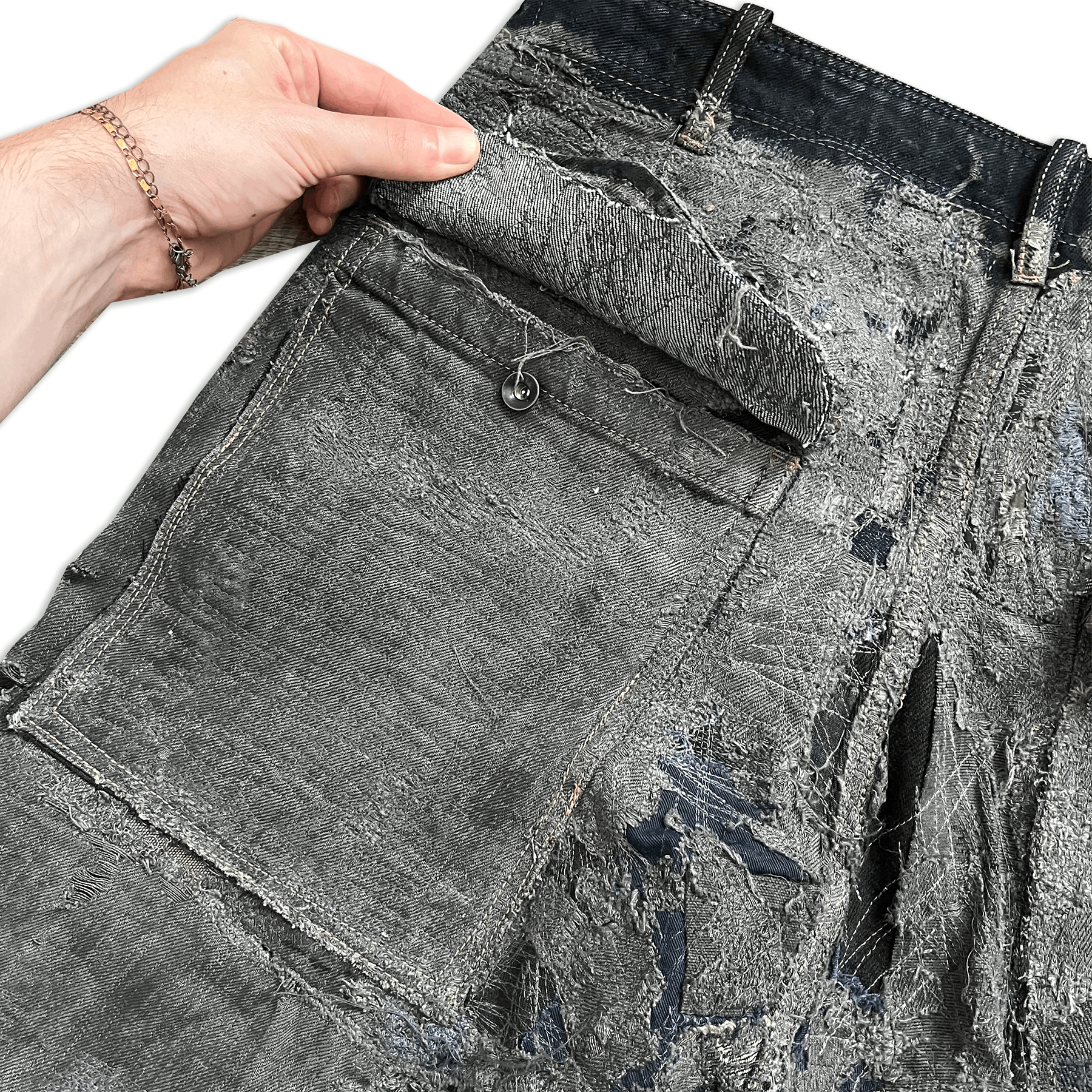 Rick Owens SS09 Rick Owens Hogwash Patchwork Denim Aircuts Size US 33 - 14 Thumbnail