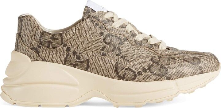 image of Gucci Monogram Rhyton Sneakers in Brown, Men's (Size 14)