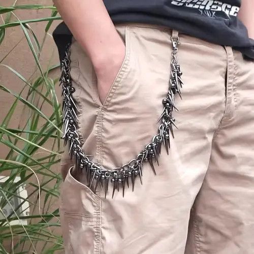 Jewelry Hip Hop Black Gun Plated Rivet Pant Chain Size ONE SIZE - 1 Thumbnail