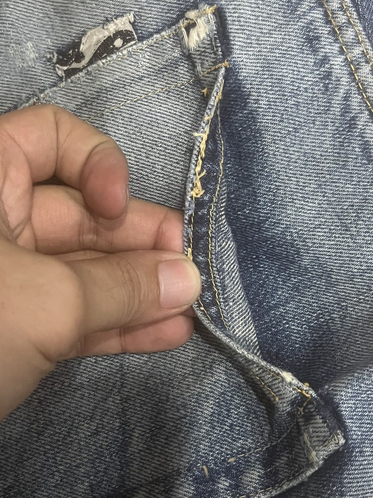 Okura Japan Okura 5 Blue Faded Washed Distressed Selvedge Jeans Size US 31 - 13 Thumbnail