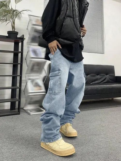 Japanese Brand Washed Cargo Drip Jeans Size US 34 / EU 50 - 1 Thumbnail