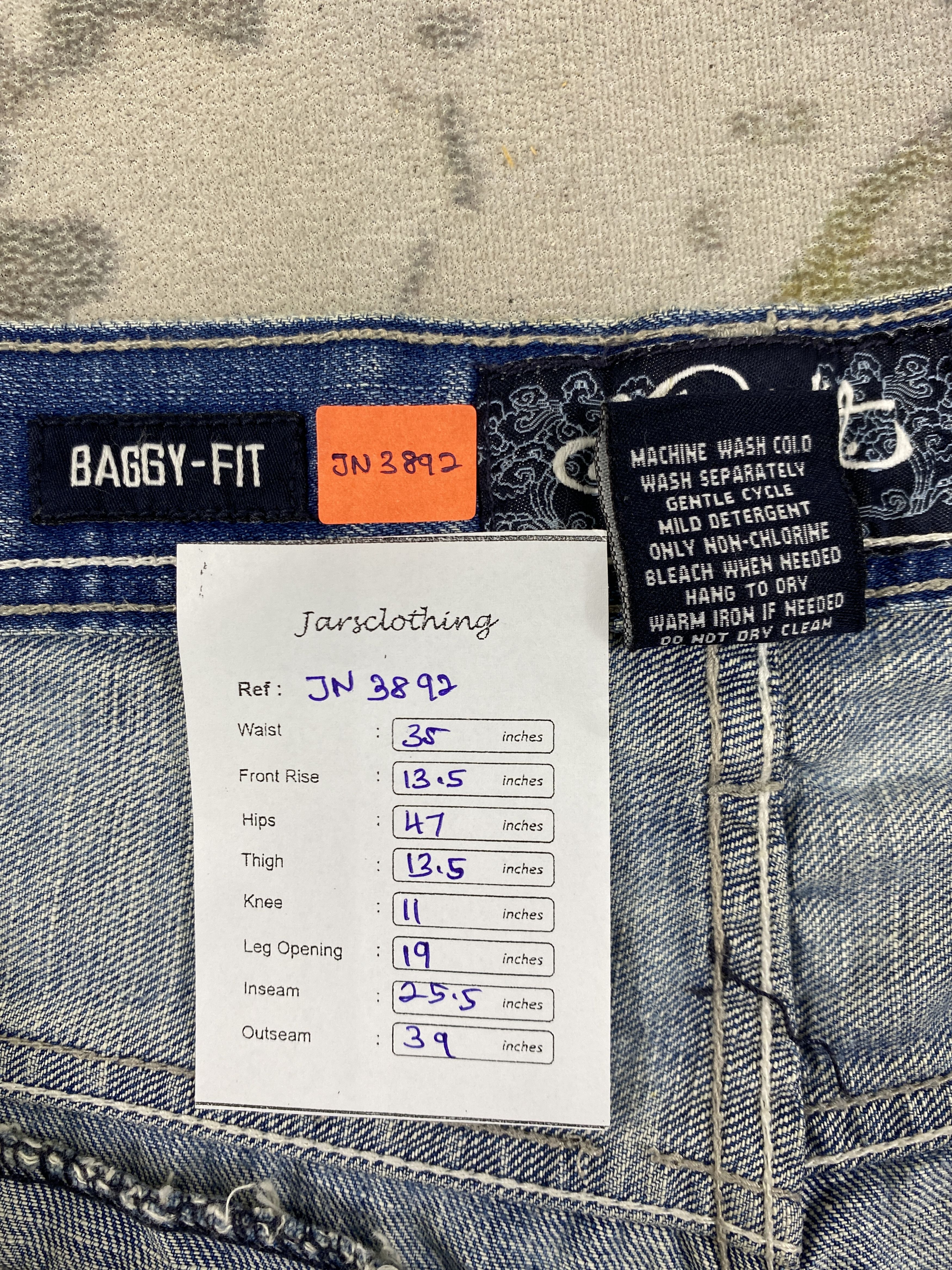 Japanese Brand Vintage Ecko Distressed Baggy Jeans 35x25.5 Denim- JN3892 Size US 35 - 8 Thumbnail