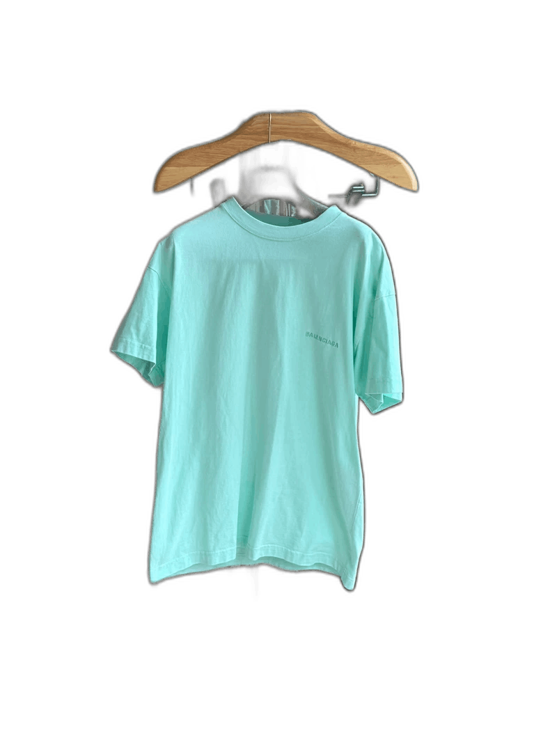Balenciaga Balenciaga Mint Green Embroidered Logo TShirt-2505 Size US XS / EU 42 / 0 - 1 Thumbnail