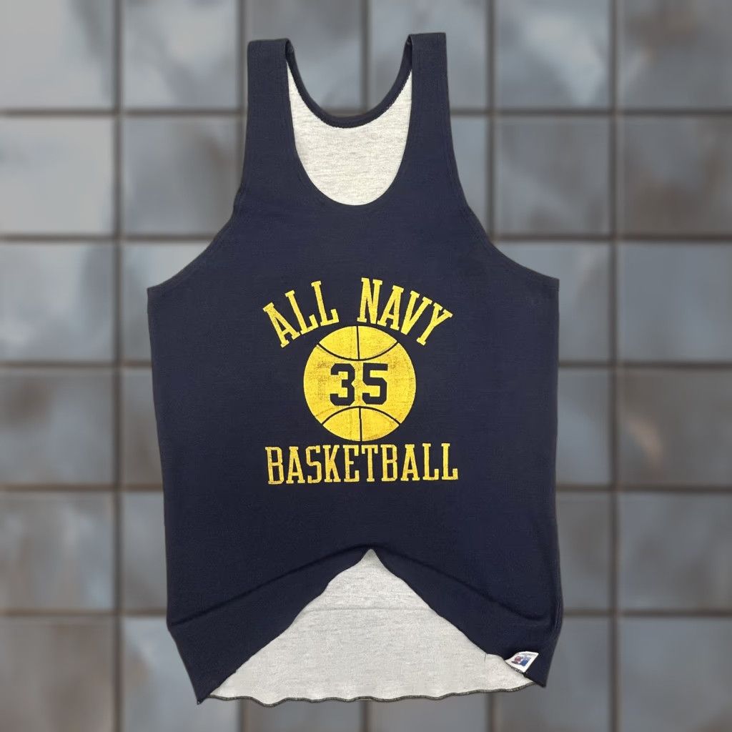 Russell Athletic VINTAGE Russell Athletic Basketball Jersey Tank Reversible Navy XL Mens USA 80s Sports Nightwear Activewear Size US XL / EU 56 / 4 - 1 Thumbnail