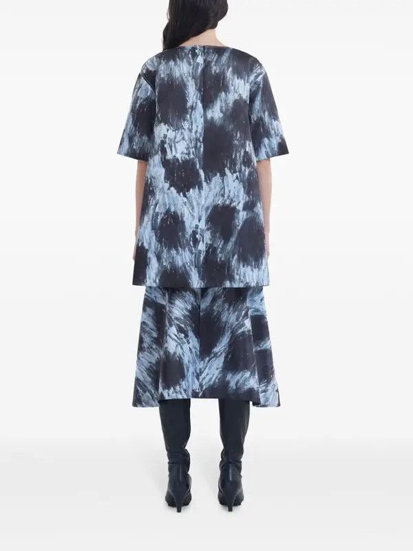 o1w1db11125 Printed A-Line Dress in Blue