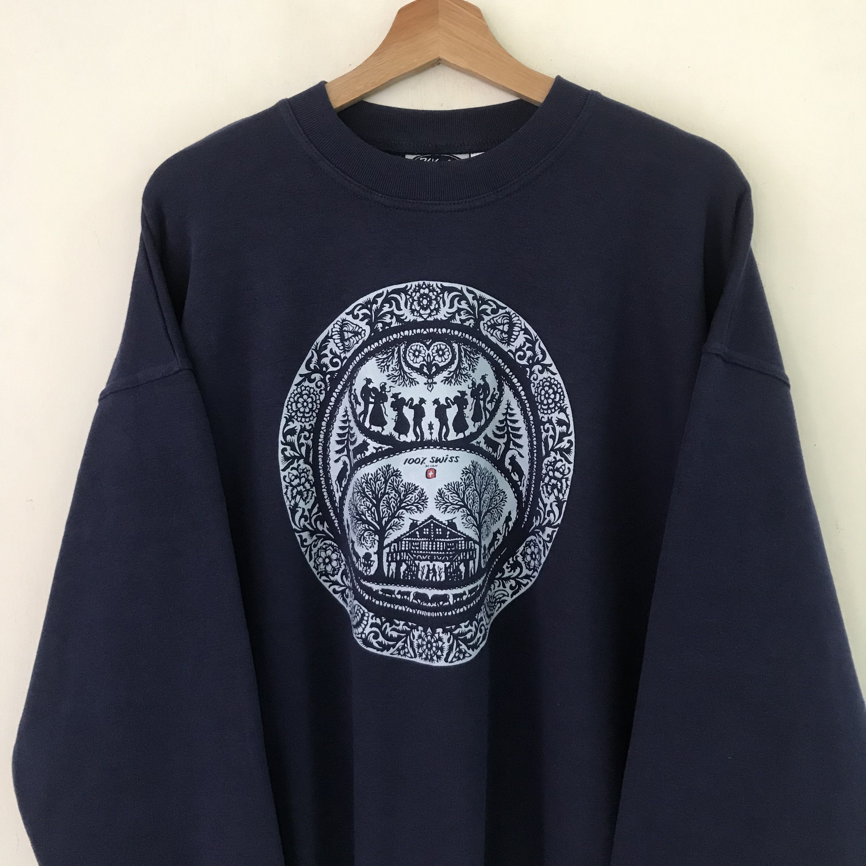 Vintage vintage blue sweatshirt - 628 Size US XL / EU 56 / 4 - 3 Thumbnail