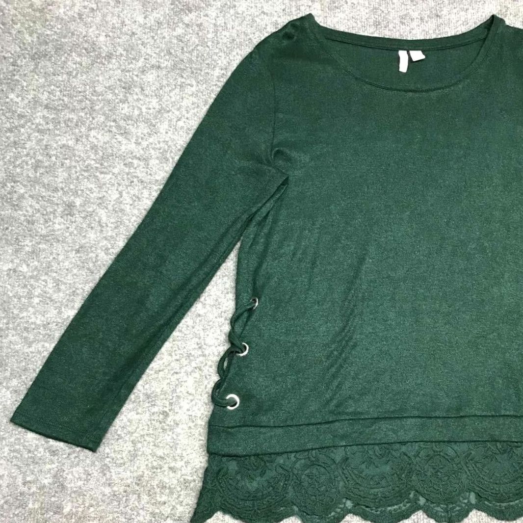 Vintage VINTAGE Est. 1946 Blouse Womens S Green Long Sleeve Scoop Neck Floral Lace Size S / US 4 / IT 40 - 3 Thumbnail
