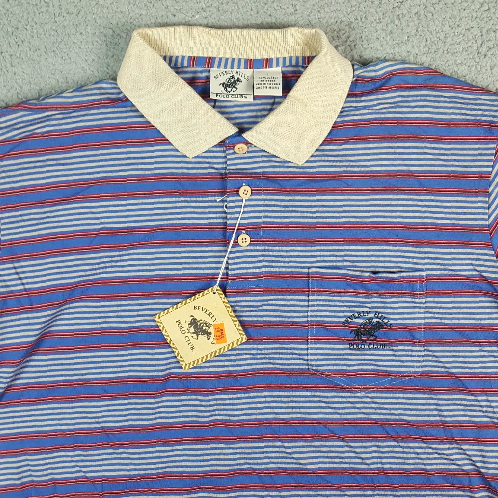 Beverly Hills Polo Club VINTAGE Beverly Hills Polo Club Polo Shirt Men L Striped Grunge Skater Preppy 90s Beachddk? Size US L / EU 52-54 / 3 - 2 Thumbnail