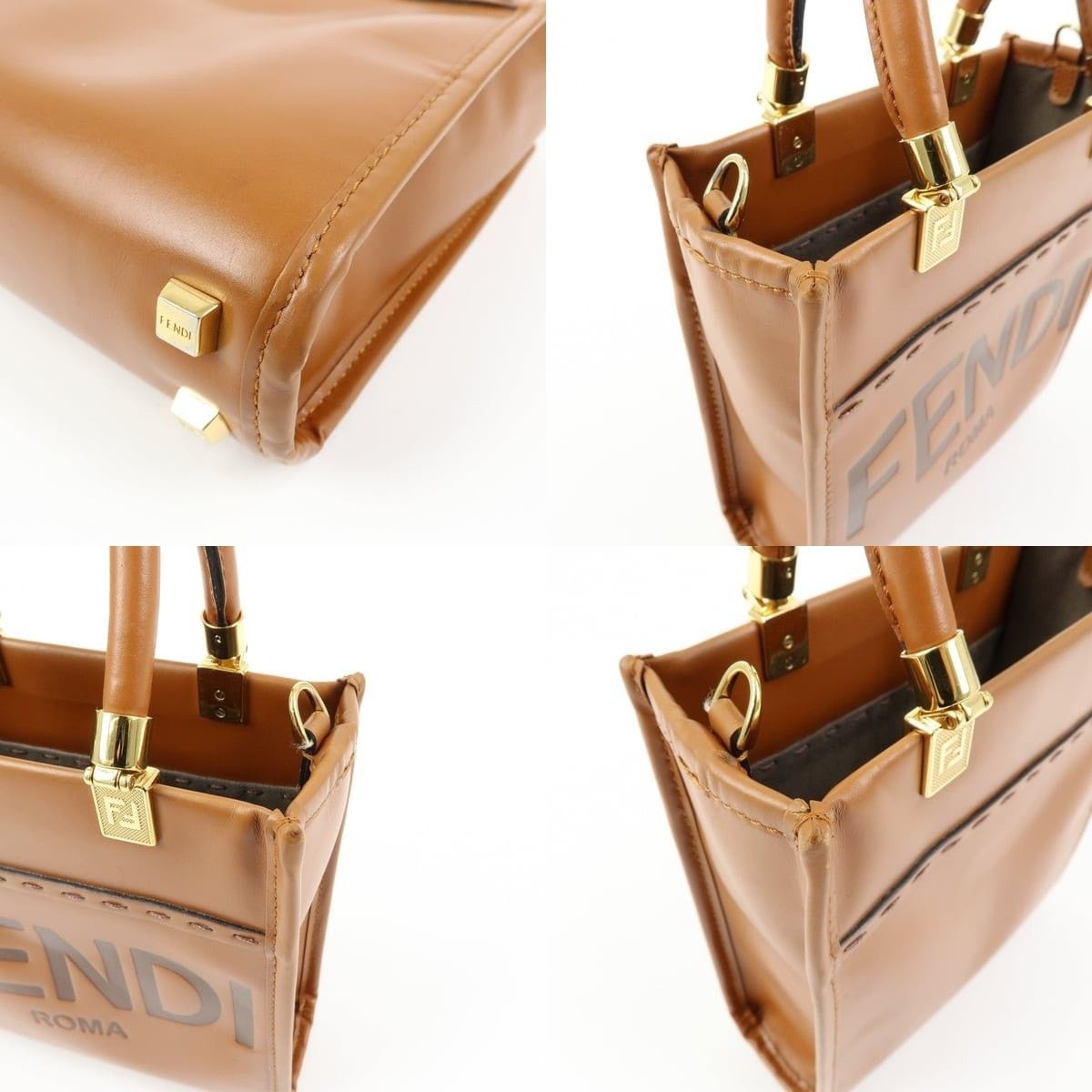 Fendi Fendi Sunshine Shopper Small Calfskin Top Handle Bag Brown Size ONE SIZE - 6 Thumbnail