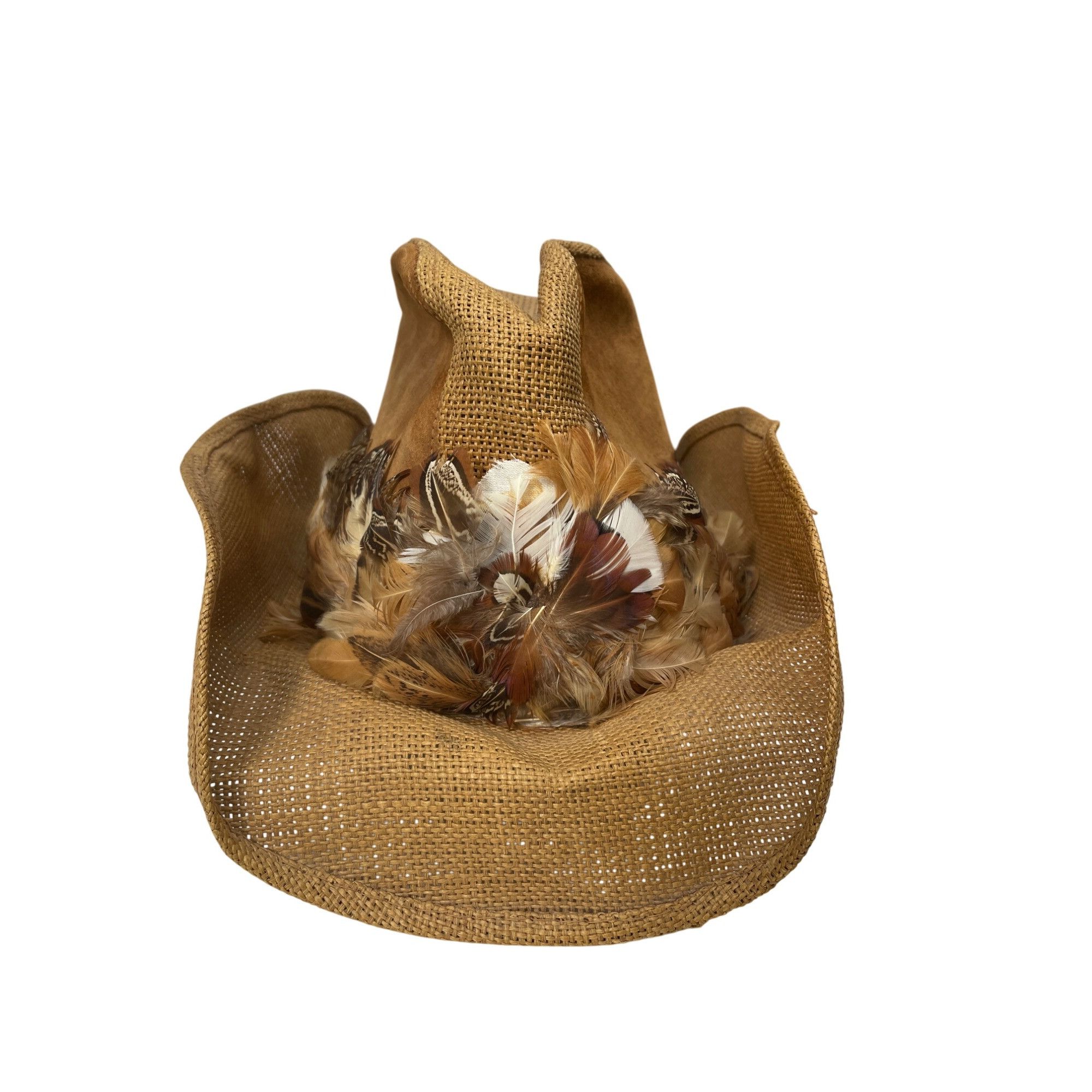 Wolverine Wolverine Western Wear Womens Brown Feathered Straw Cowboy H Size ONE SIZE - 1 Thumbnail