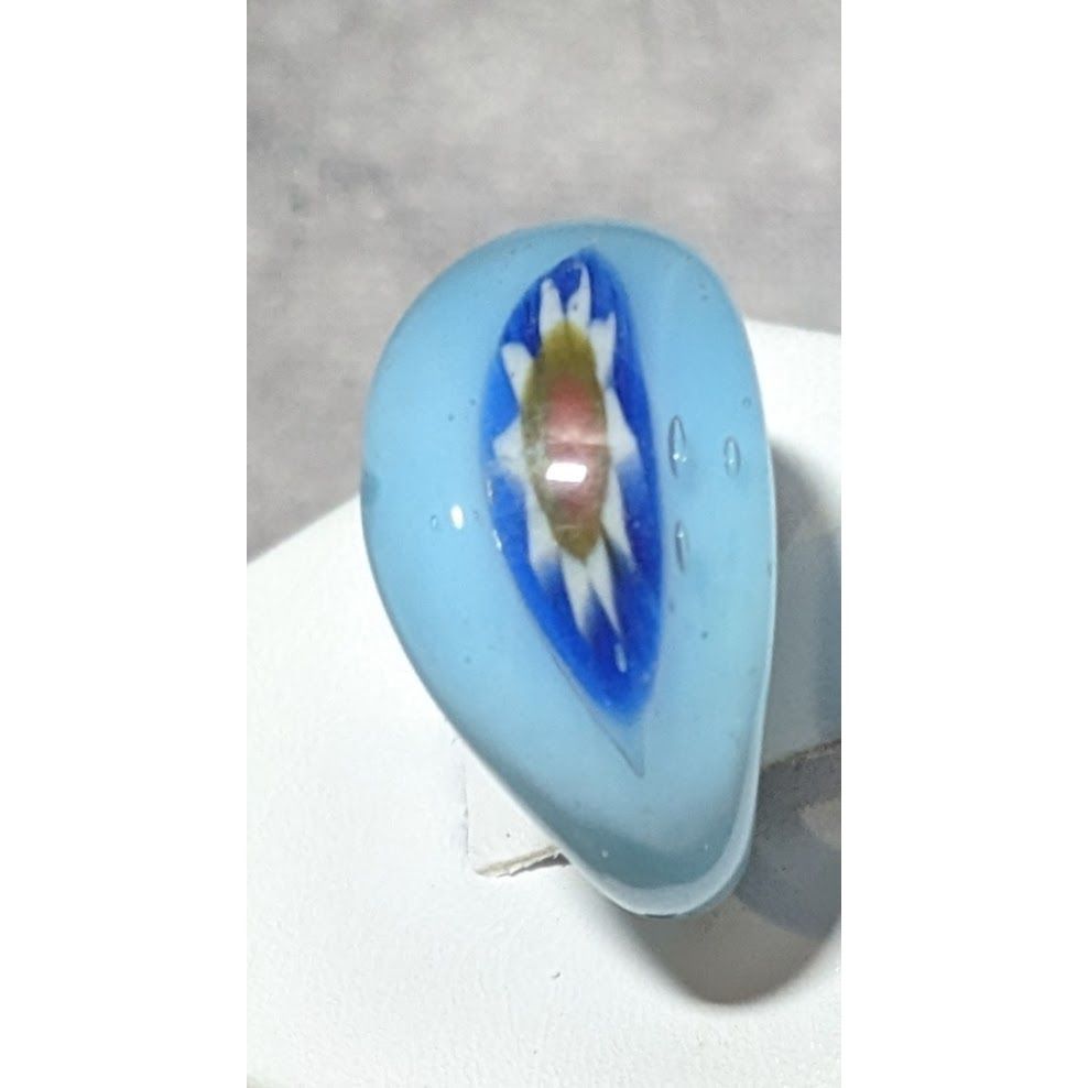 Other Vintage Hand Blown Blue Floral Glass Ring Size 6 3/4 Size ONE SIZE - 8 Thumbnail