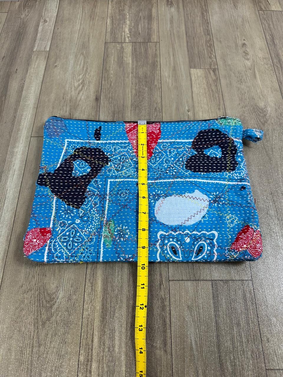 Handmade Custom Made Distressed Denim Paisley Patchwork Boro Clutch Size ONE SIZE - 12 Thumbnail