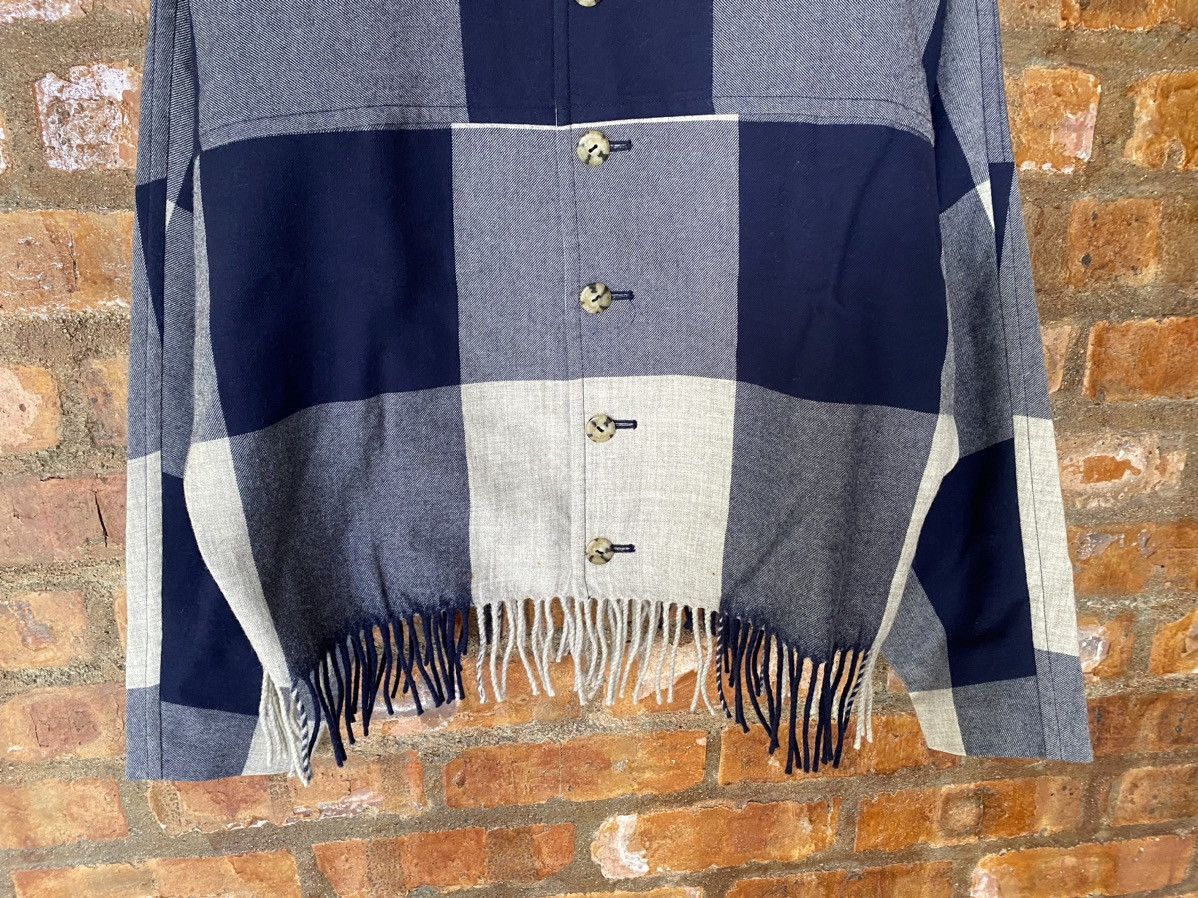 Hai Sporting Gear × Issey Miyake × Japanese Brand 1990s Issey Miyake Check fringe hem wool jacket Size US M / EU 48-50 / 2 - 4 Thumbnail