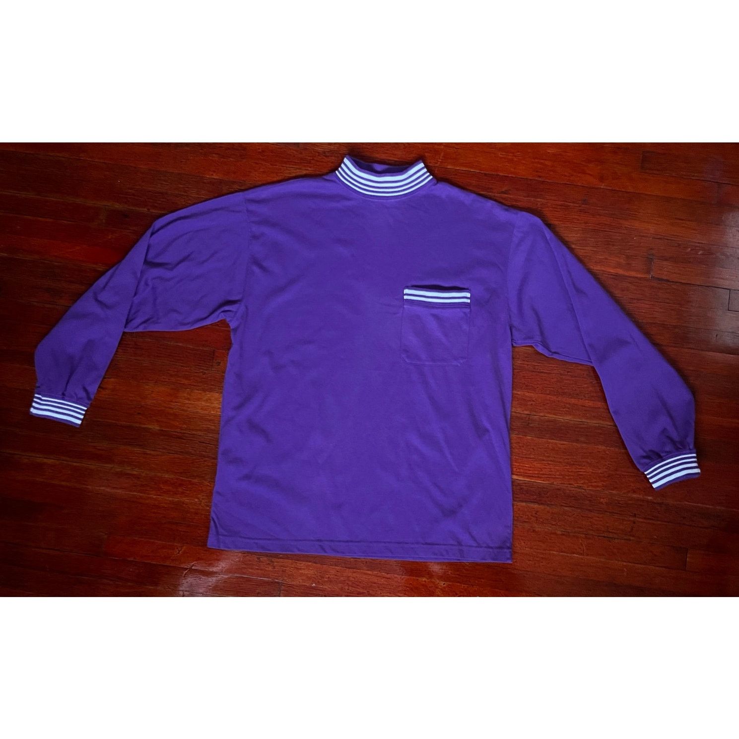 Vintage Vintage 80’s Downing & Dunn Purple White Striped Shirt Med Size M / US 6-8 / IT 42-44 - 1 Thumbnail