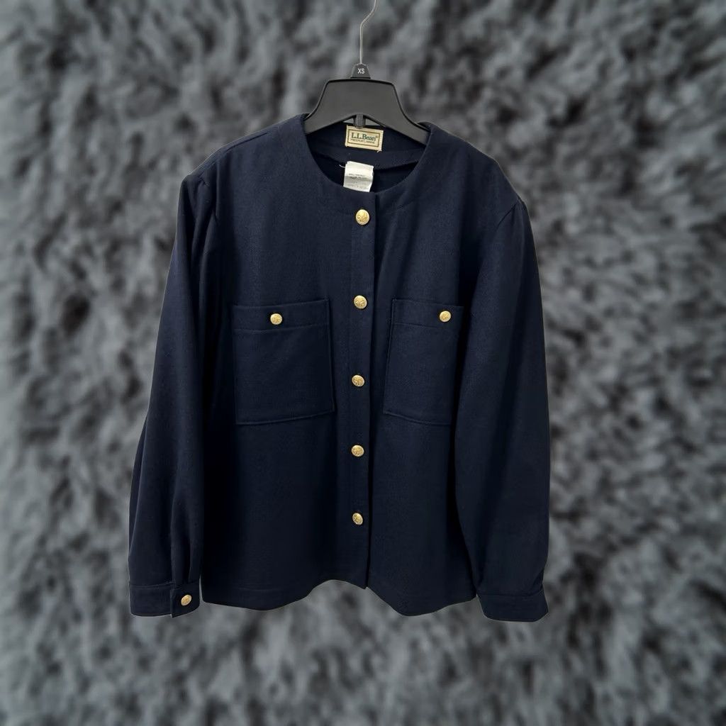 Vintage VINTAGE LL Bean Jacket Womens 16 Navy 100% Wool Made in USA Cardigan Gold Buttons Blue Wool Coat Women Size XXL / US 16-18 / IT 52-54 - 1 Thumbnail