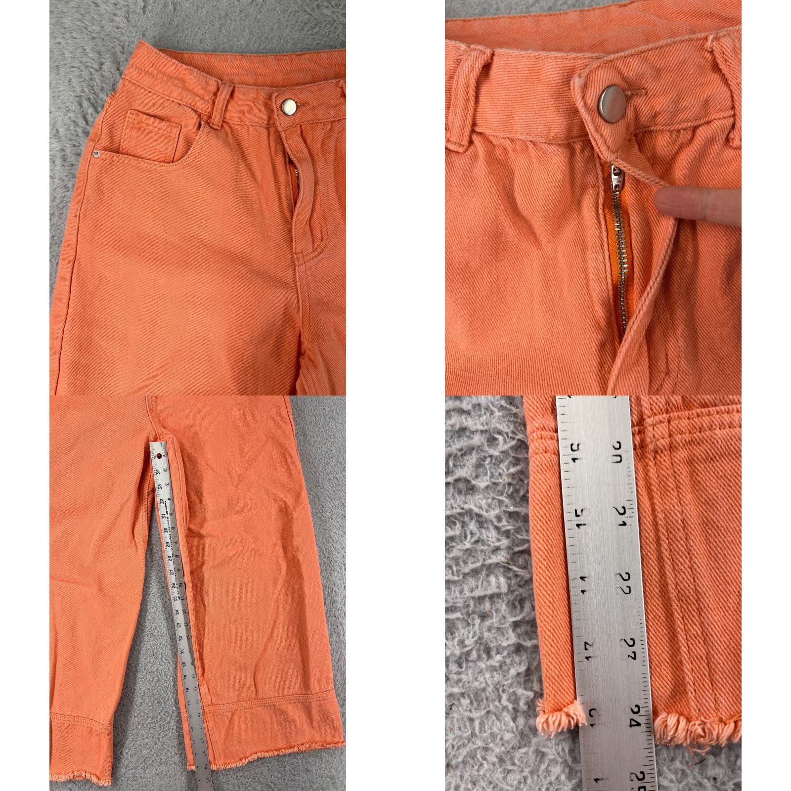 Shein Shein Pants Womens Large Orange Denim Jeans Wide Leg High Rise Cotton Blend Size 36" / US 14 / IT 50 - 8 Thumbnail