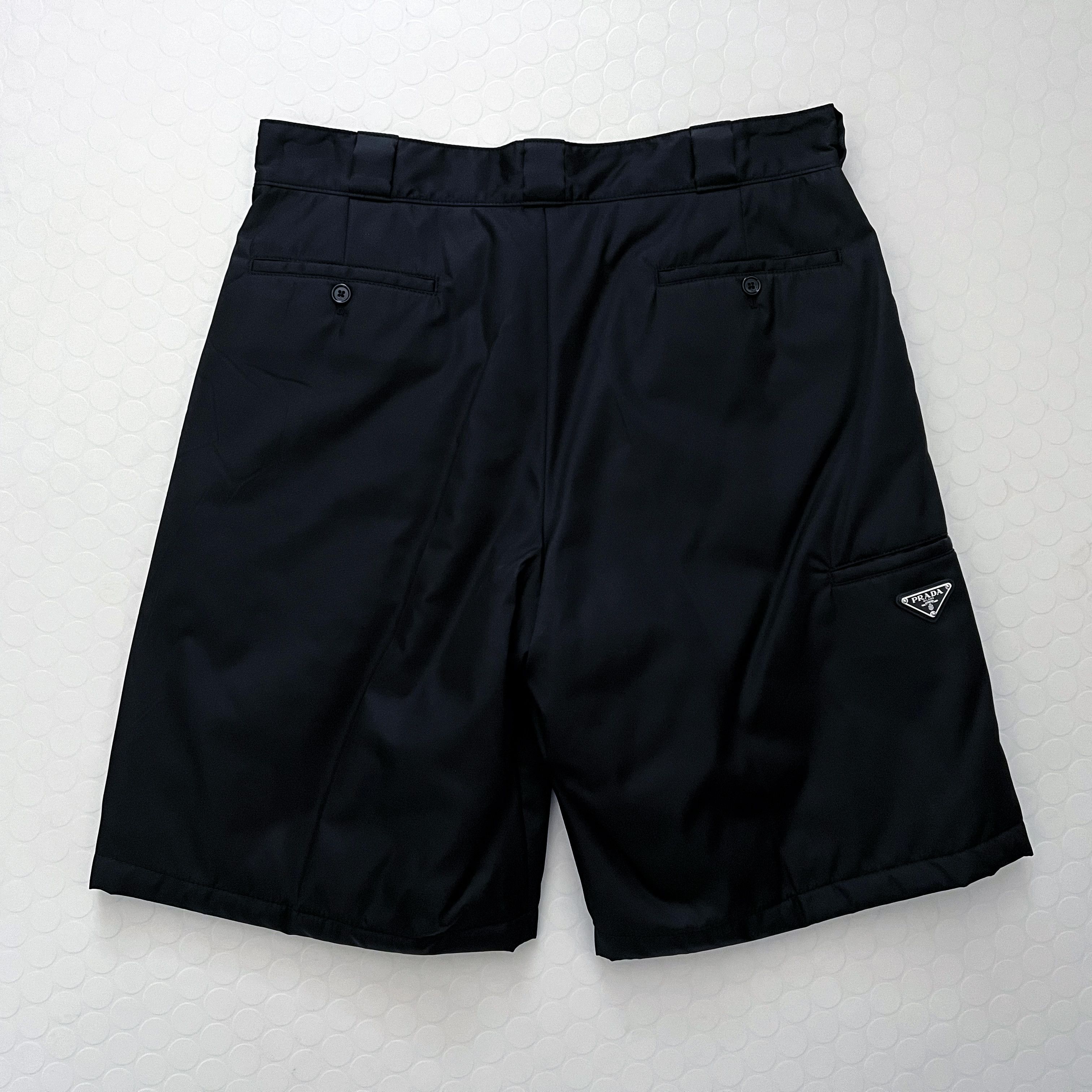 image of Prada Iconic Fw18 Mens Padded Nylon Bermuda Shorts in Black (Size 34)