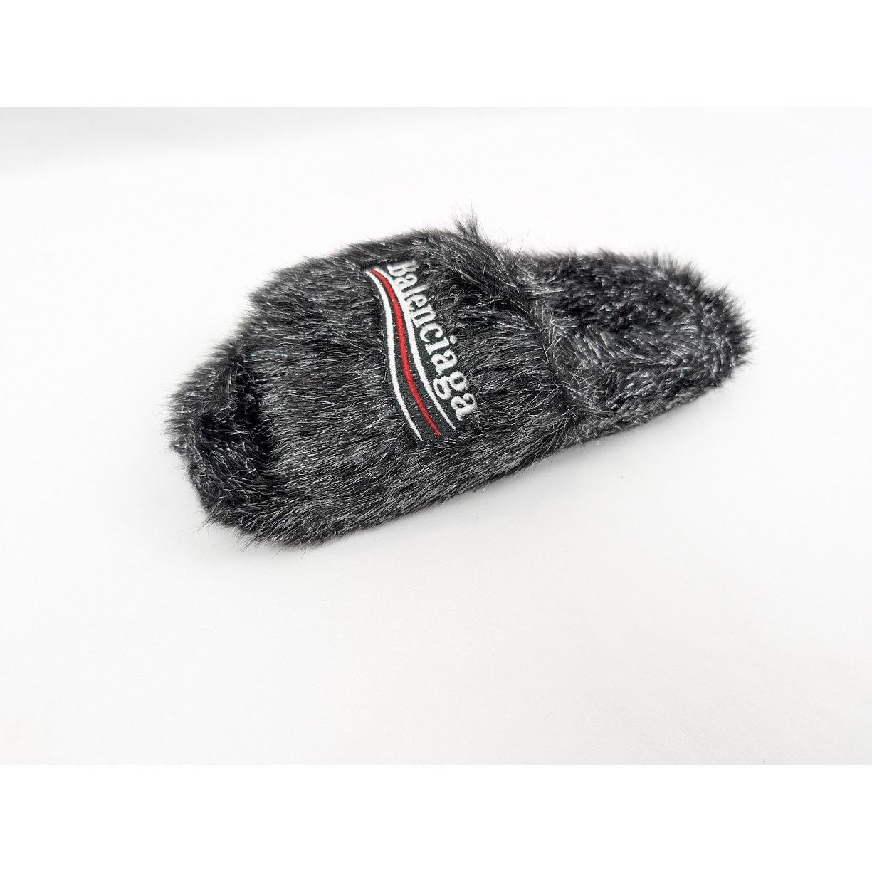 Balenciaga o1rshd1 Furry Slide Metallic in Black/Silver/White/Red Size US 6 / IT 36 - 8 Thumbnail