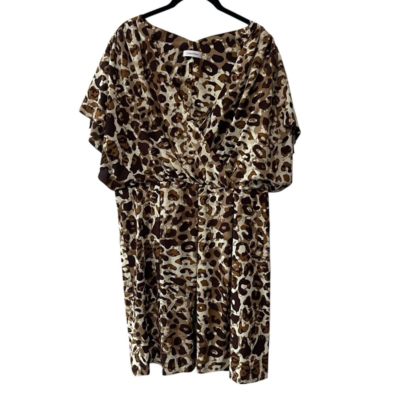Calvin Klein Calvin Klein Leopard Print Split Sleeve Mini Brown Size 14 Size XL / US 12-14 / IT 48-50 - 6 Thumbnail