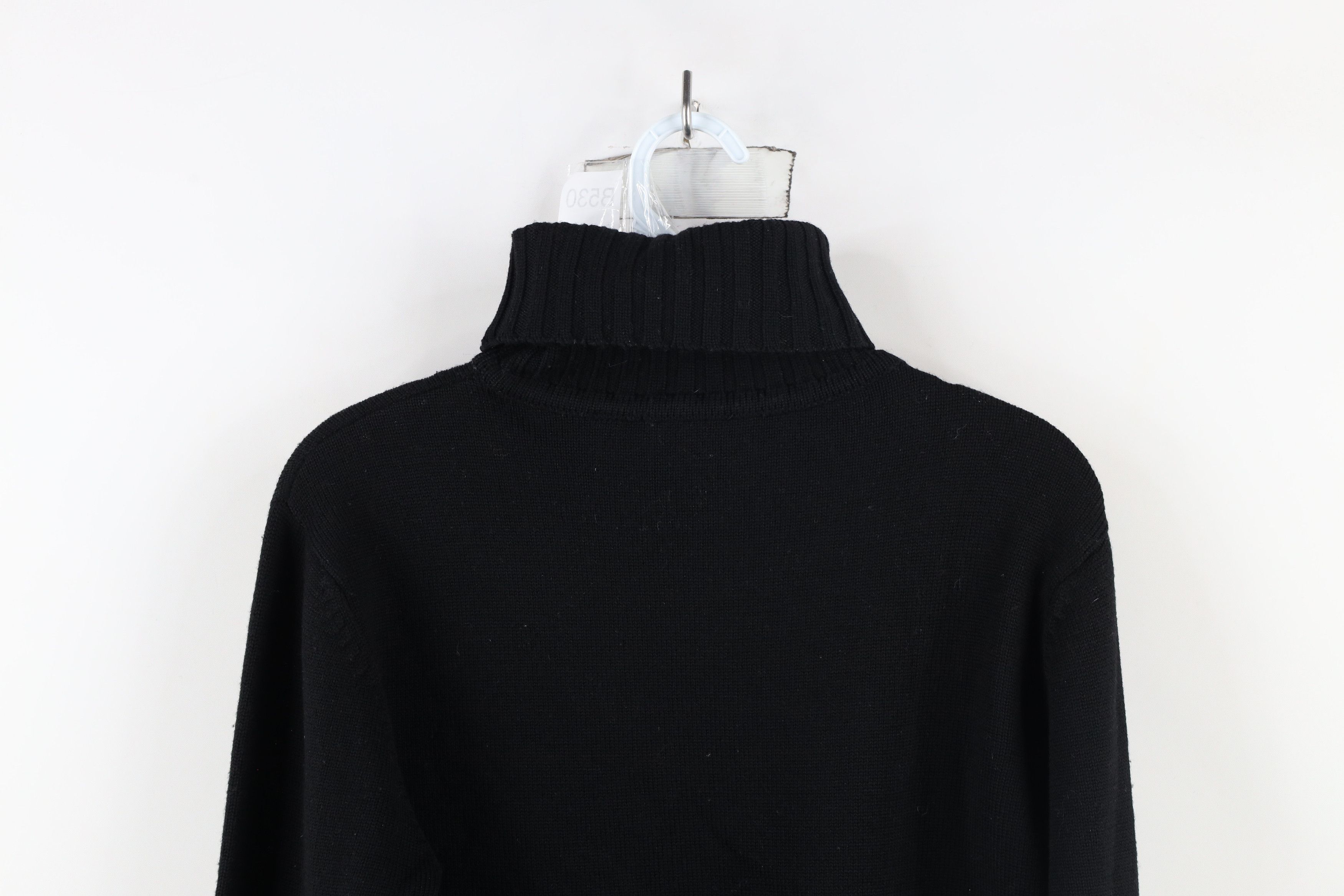 DKNY × Vintage Vintage 90s DKNY Blank Wool Knit Turtleneck Sweater Black Size L / US 10 / IT 46 - 8 Thumbnail