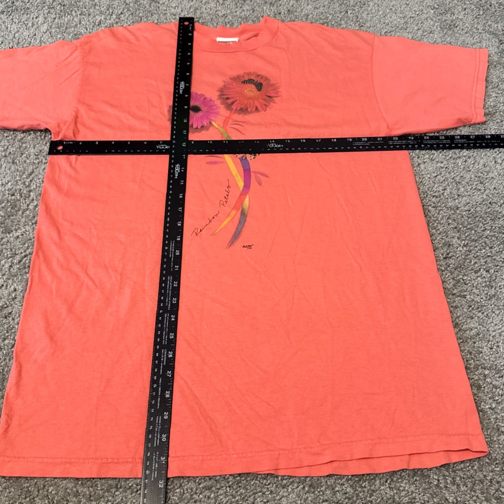 CB Sports VINTAGE 1996 Flower Butterfly Nature Art Rainbow Petals Pink T-Shirt XL Size US XL / EU 56 / 4 - 6 Thumbnail