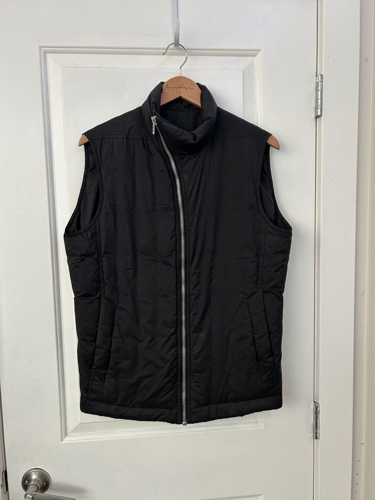 RICK OWENS MOLLINO ASYMMETRICAL ZIP DOWN VEST FW14 MOODY