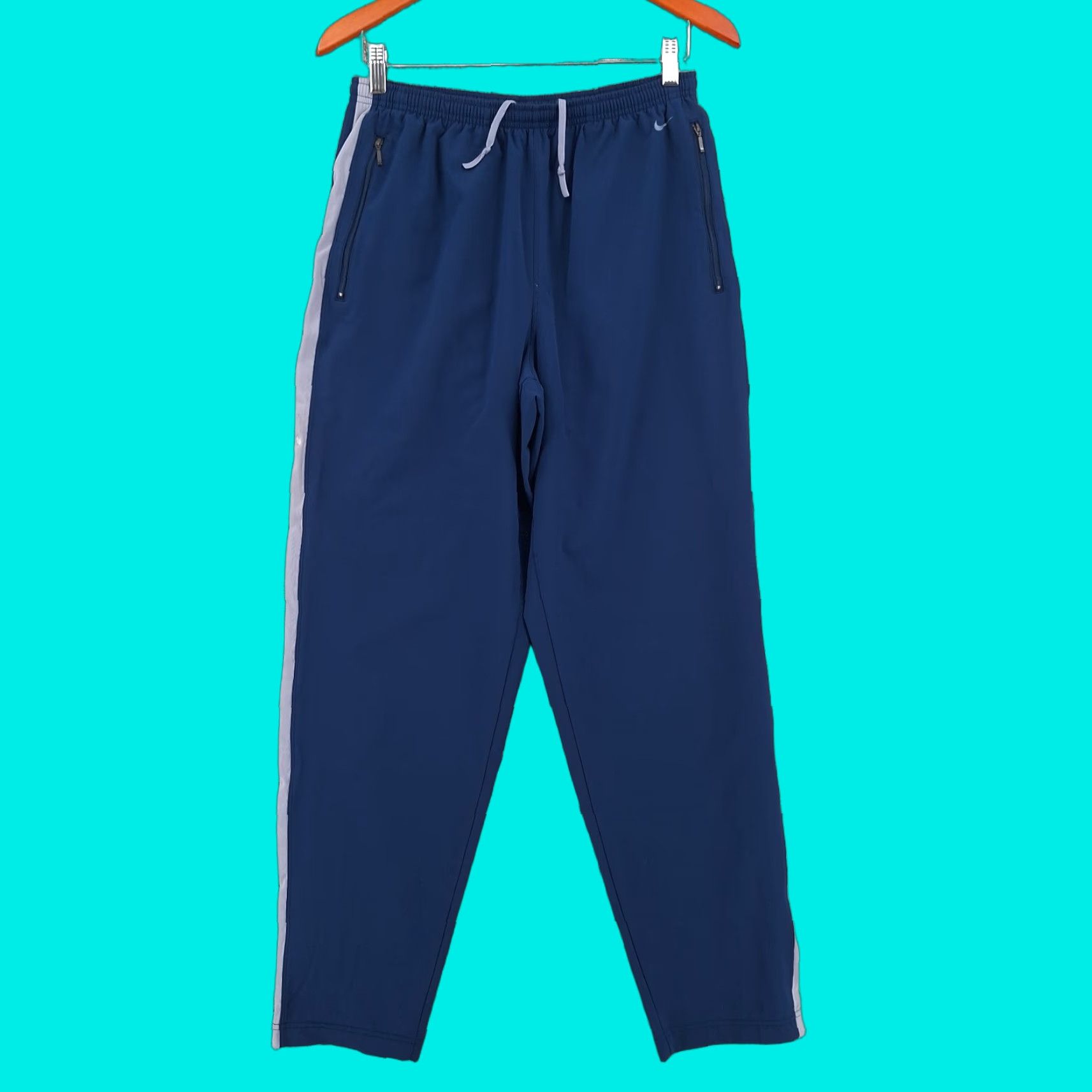 Nike VINTAGE Nike Pants Mens Medium Blue Unlined Lightweight Ankle Zip Jogger Y2k Size US 31 - 1 Thumbnail