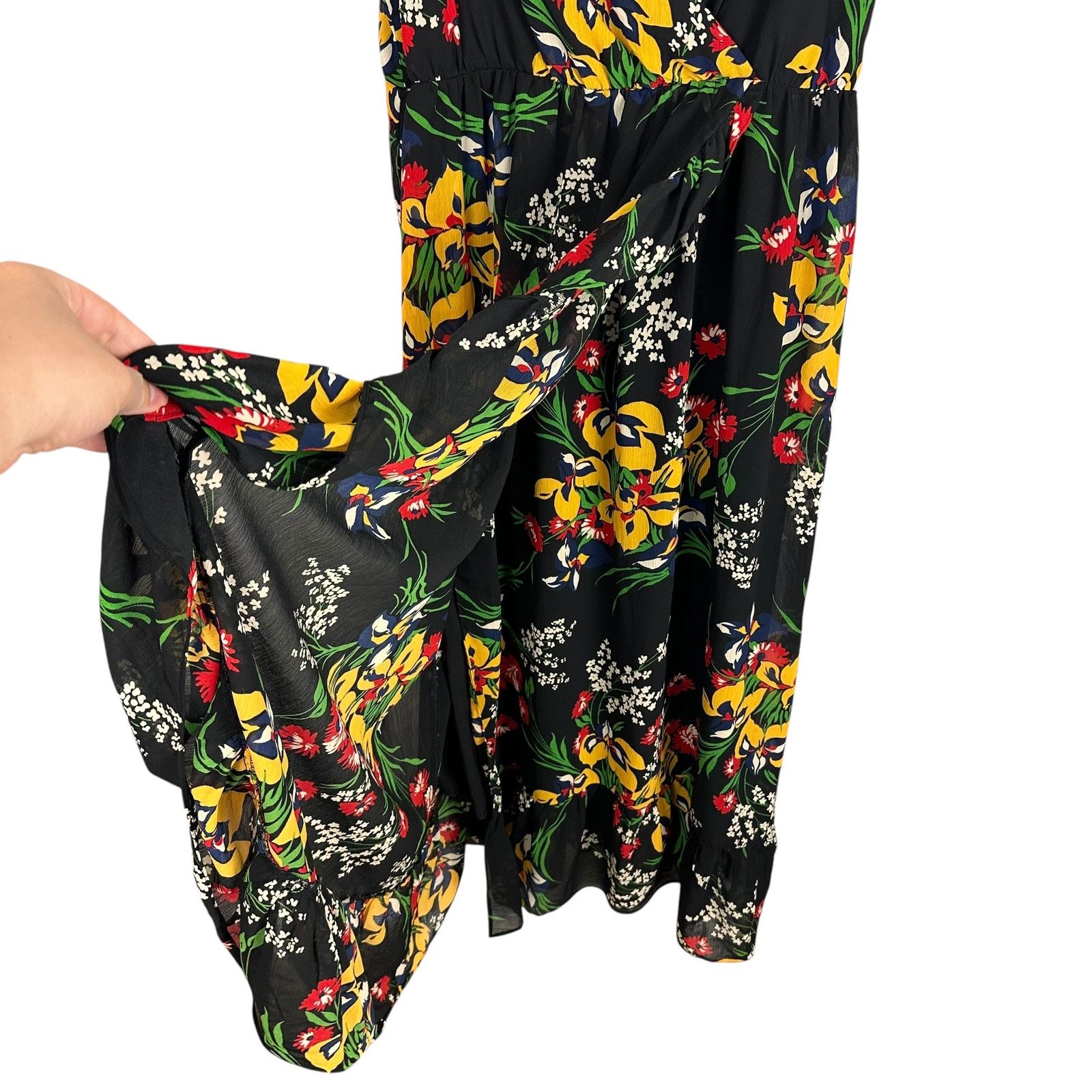 Madewell Madewell Ruffle-Strap Wrap Black SunDress in Black Orchid 12 Size XL / US 12-14 / IT 48-50 - 8 Thumbnail