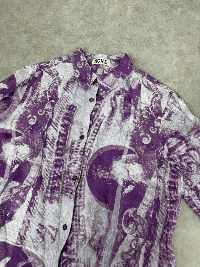Acne Studios SS2013 Acne Studios Purple Dollar Short Sleeve Shirt Size US S / EU 44-46 / 1 - 5 Thumbnail