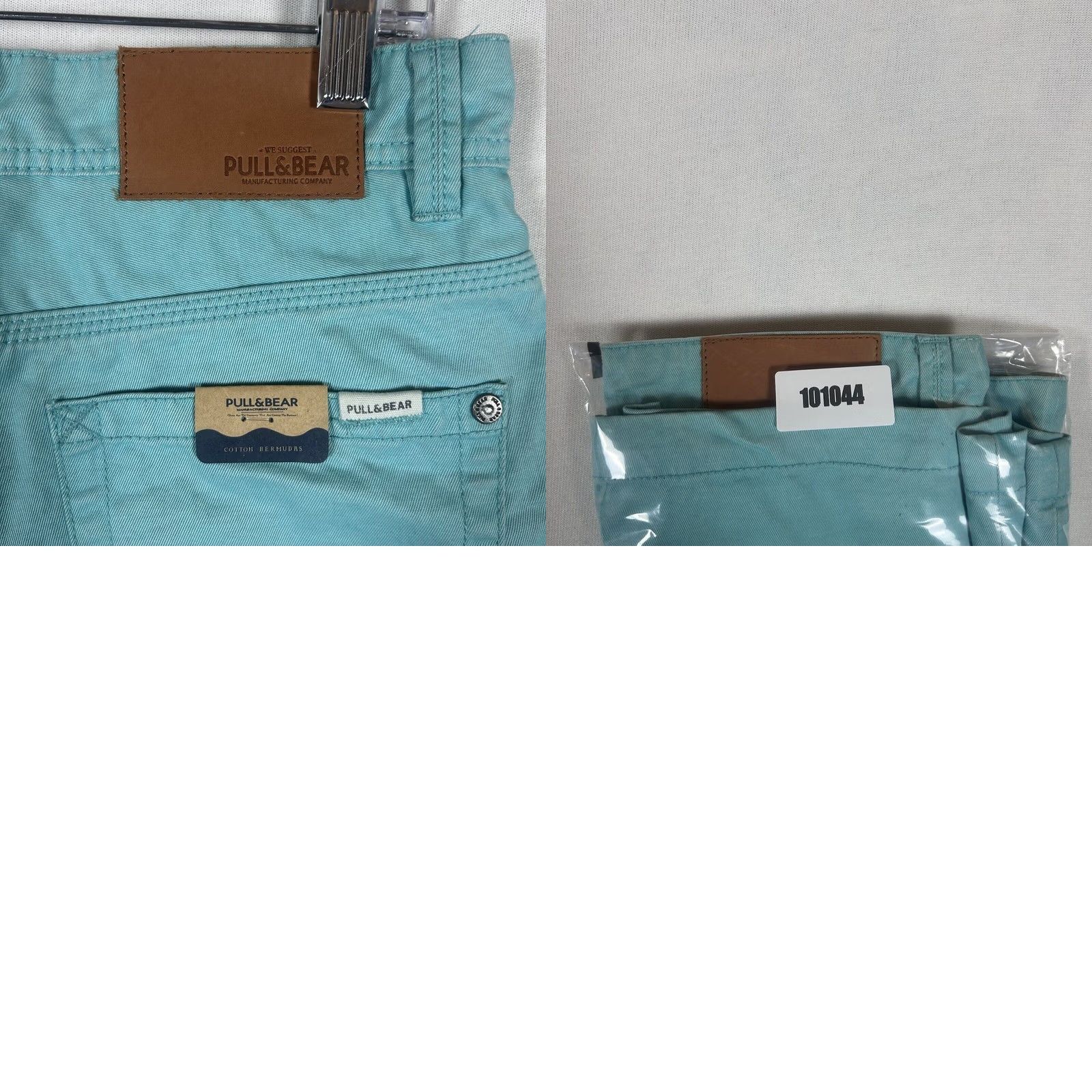 Vintage Pull&Bear Mens Bermuda Shorts 100% Cotton Regular Fit Zip Pocket Teal Green NWT Size 38 Casual Chino Bermuda Shorts Size US 38 / EU 54 - 9 Thumbnail