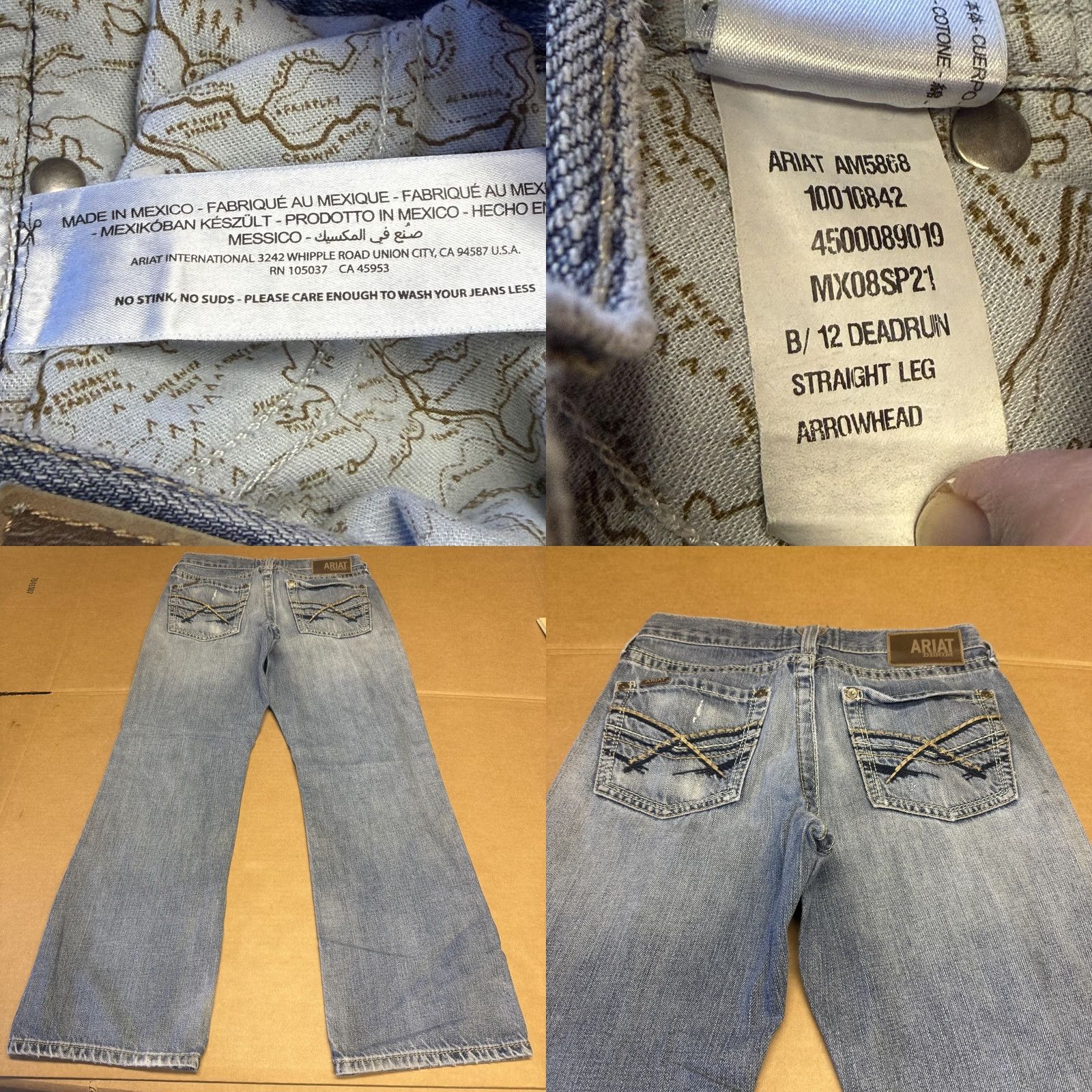 Ariat Ariat M5 Deadrun Arrowhead Straight Leg Jeans Mens 30x29 Blue Light Wash Denim Size US 30 / EU 46 - 10 Thumbnail
