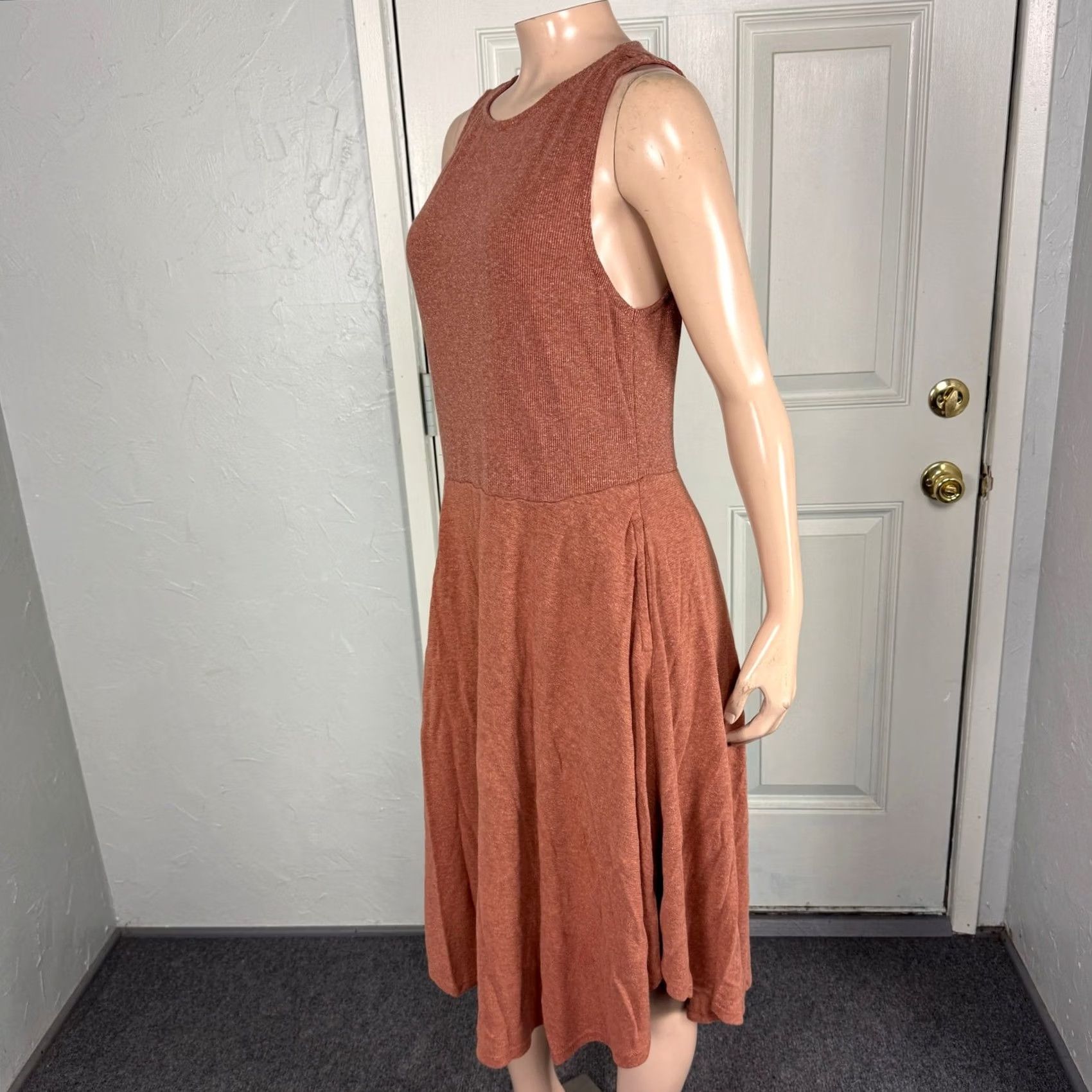 Prana prAna Dress L Casual Sleeveless Hemp A-Line Midi Crew Neck Brown Womens Size L / US 10 / IT 46 - 3 Thumbnail