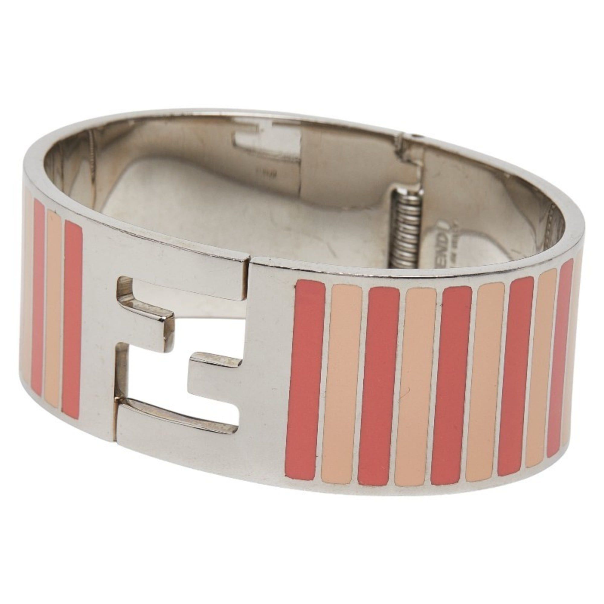 Fendi Fendi Striped Bangle, Size M, Pink and Silver Metal, Women's, FENDI Size ONE SIZE - 1 Thumbnail