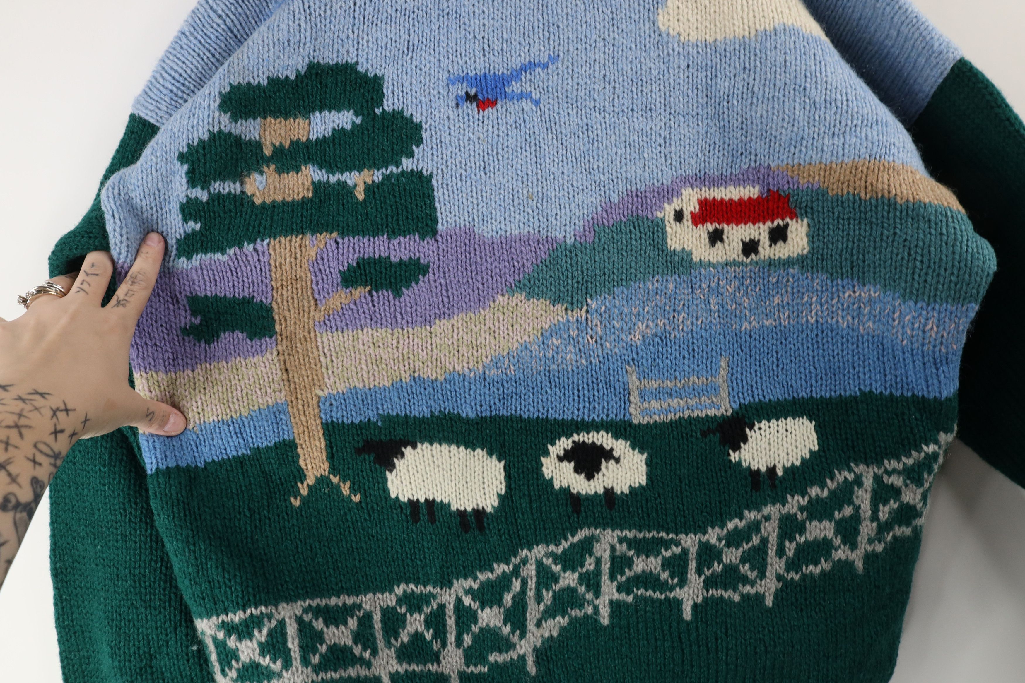 Vintage Vintage 70s Streetwear Knit Country Farmhouse Sheep Sweater Size XL / US 12-14 / IT 48-50 - 4 Thumbnail