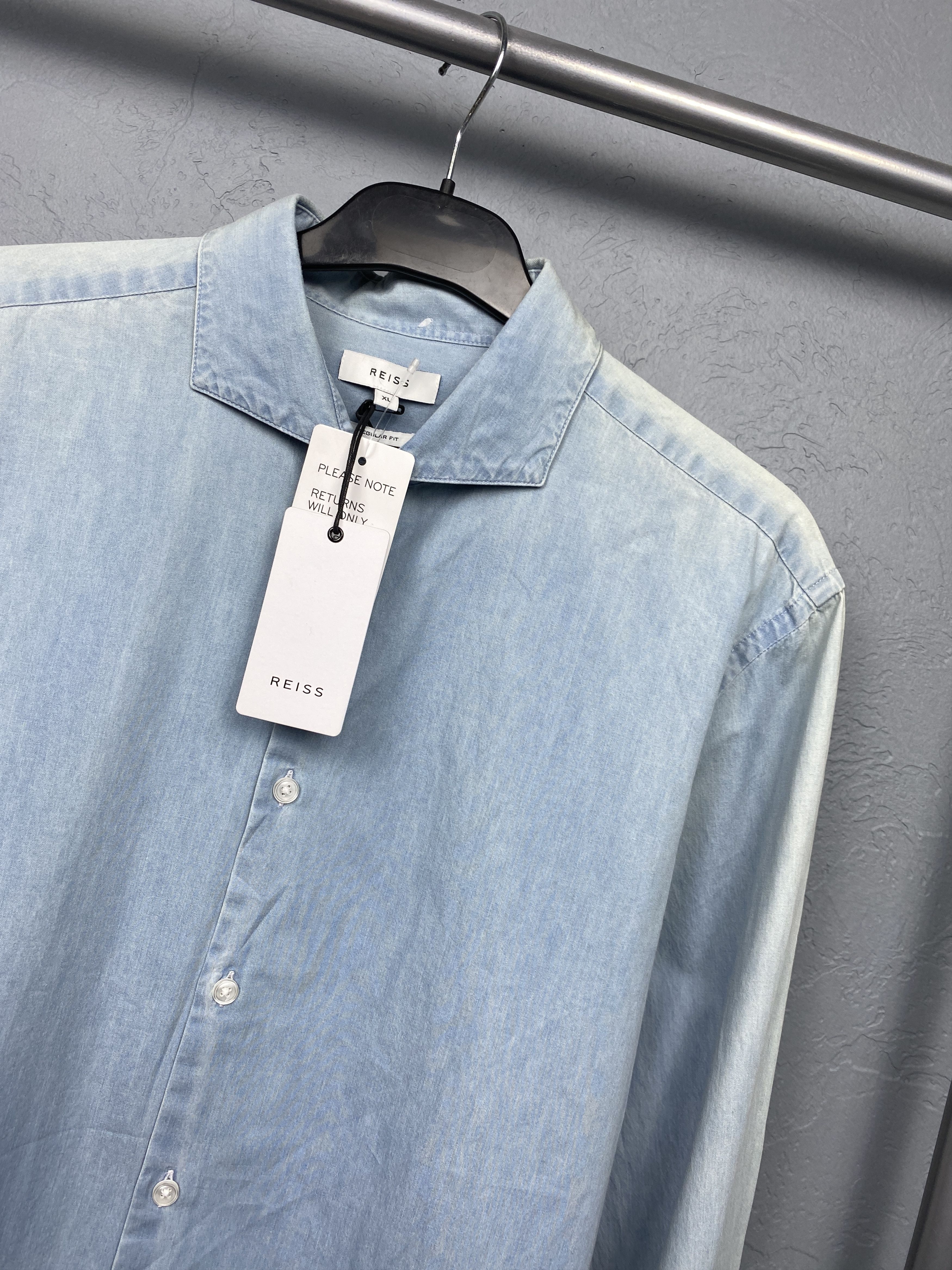 Reiss NEW Reiss Mens Denim Long Sleeve Shirt Jeans Size US XL / EU 56 / 4 - 2 Thumbnail