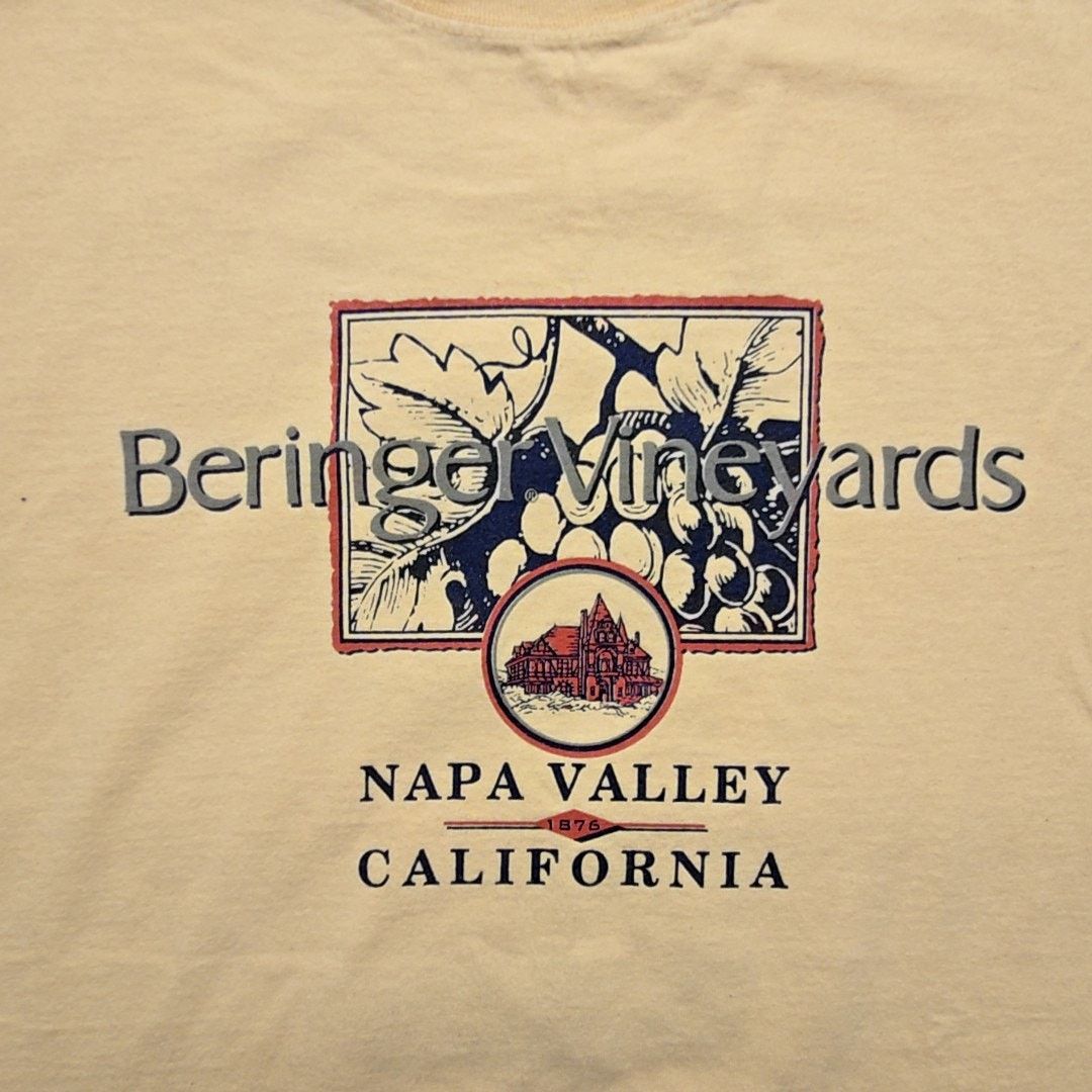 Gear for Sports Vintage Beringer Vineyards Napa Valley California Yellow Tee Size US XL / EU 56 / 4 - 2 Thumbnail