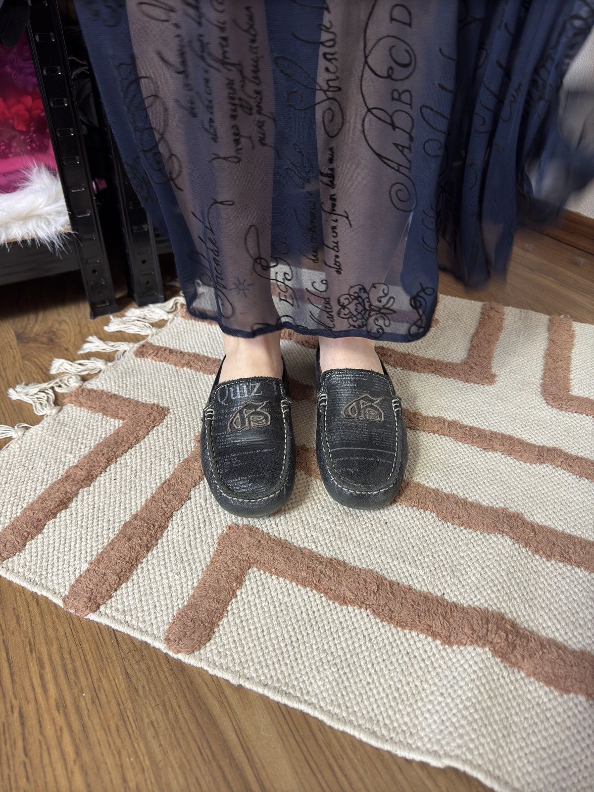 John Galliano VINTAGE GALLIANO GAZETTE 2000s PRINTED MOCCASIN SHOES Size US 4.5 / IT 34.5 - 2 Thumbnail